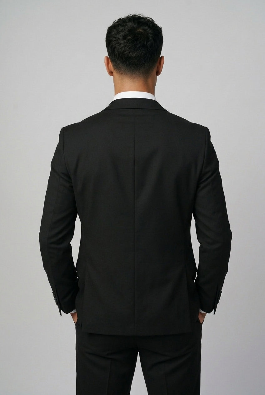 Harry Black Prom Tuxedo Suit with Satin Lapels Back Picture