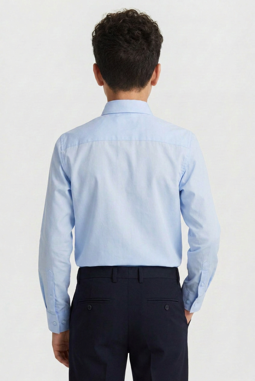 Camisa clásica de vestir para niños con puños para gemelos - Azul Oxford