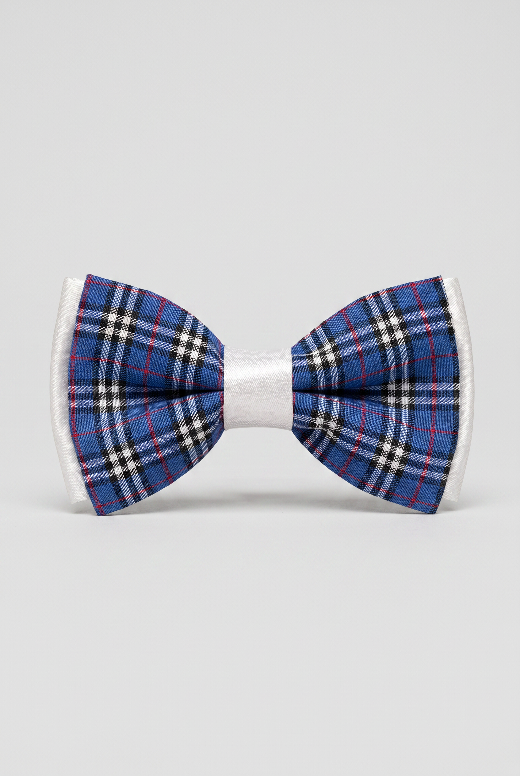 Kids Bow Tie – Adjustable Pre-Tied Bow Tie for Boys - Blue Checked White Strap
