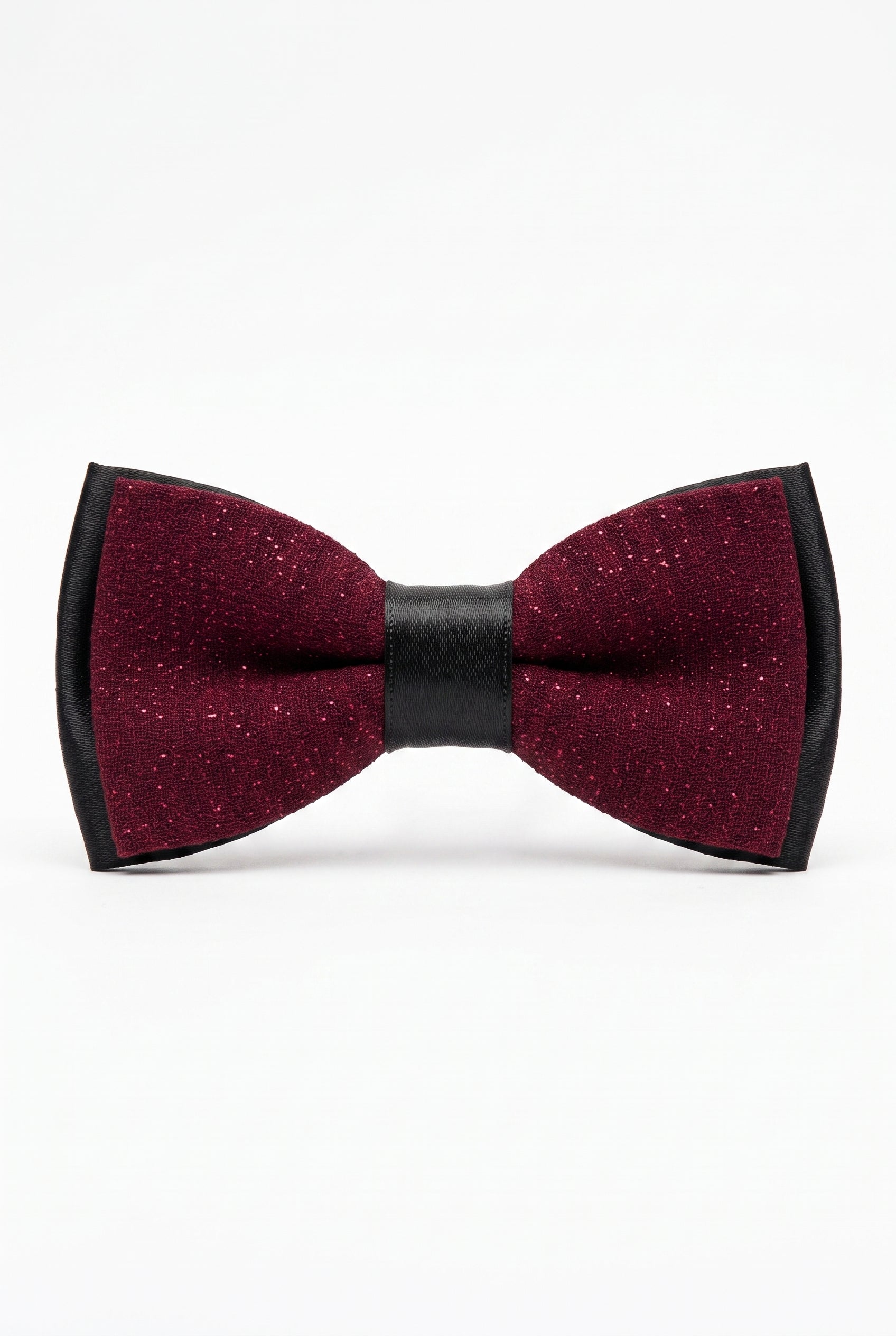 Kids Bow Tie – Adjustable Pre-Tied Bow Tie for Boys - Sparkly Maroon and Black