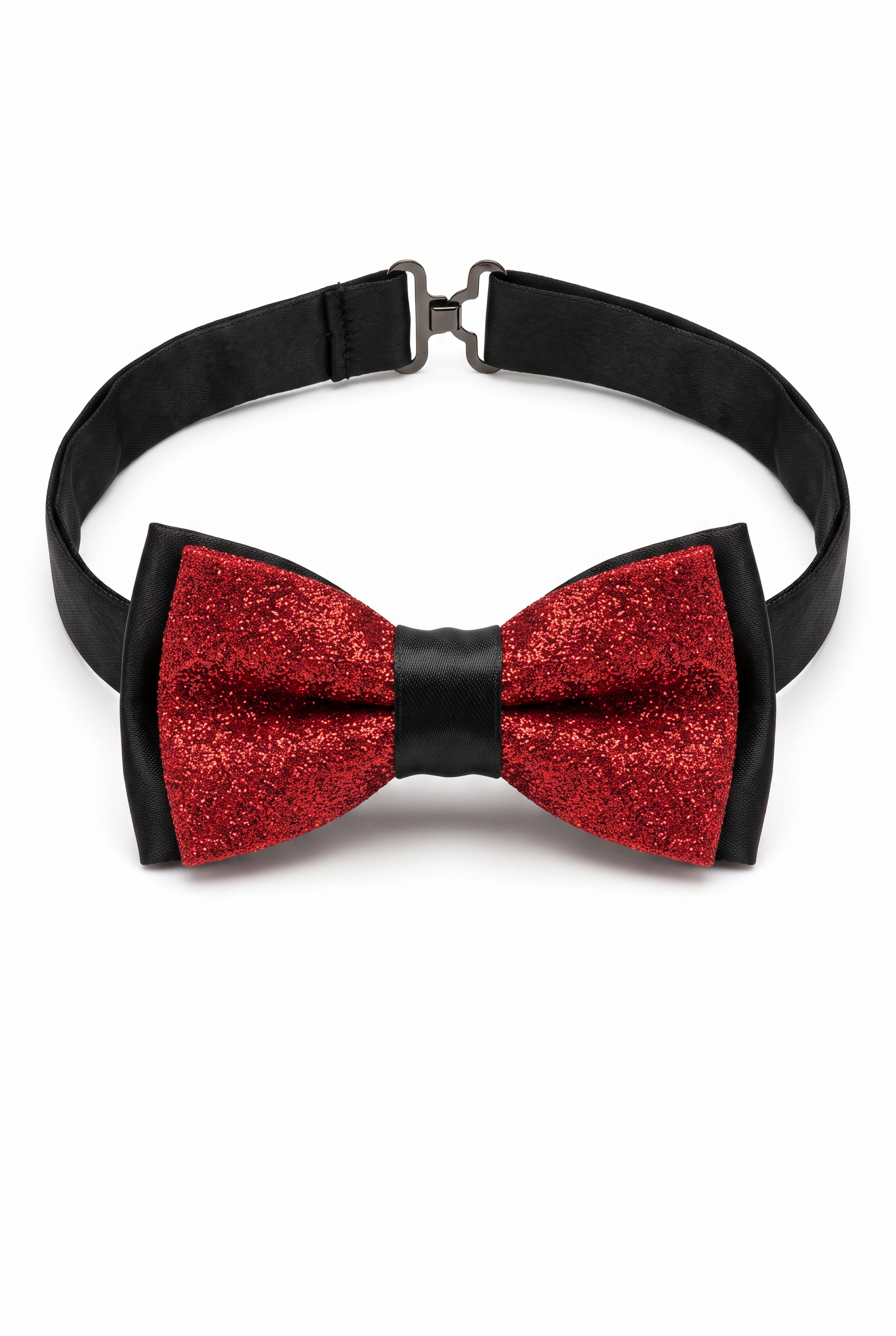 Kids Bow Tie – Adjustable Pre-Tied Bow Tie for Boys -  Sparkly Red and Black Picture