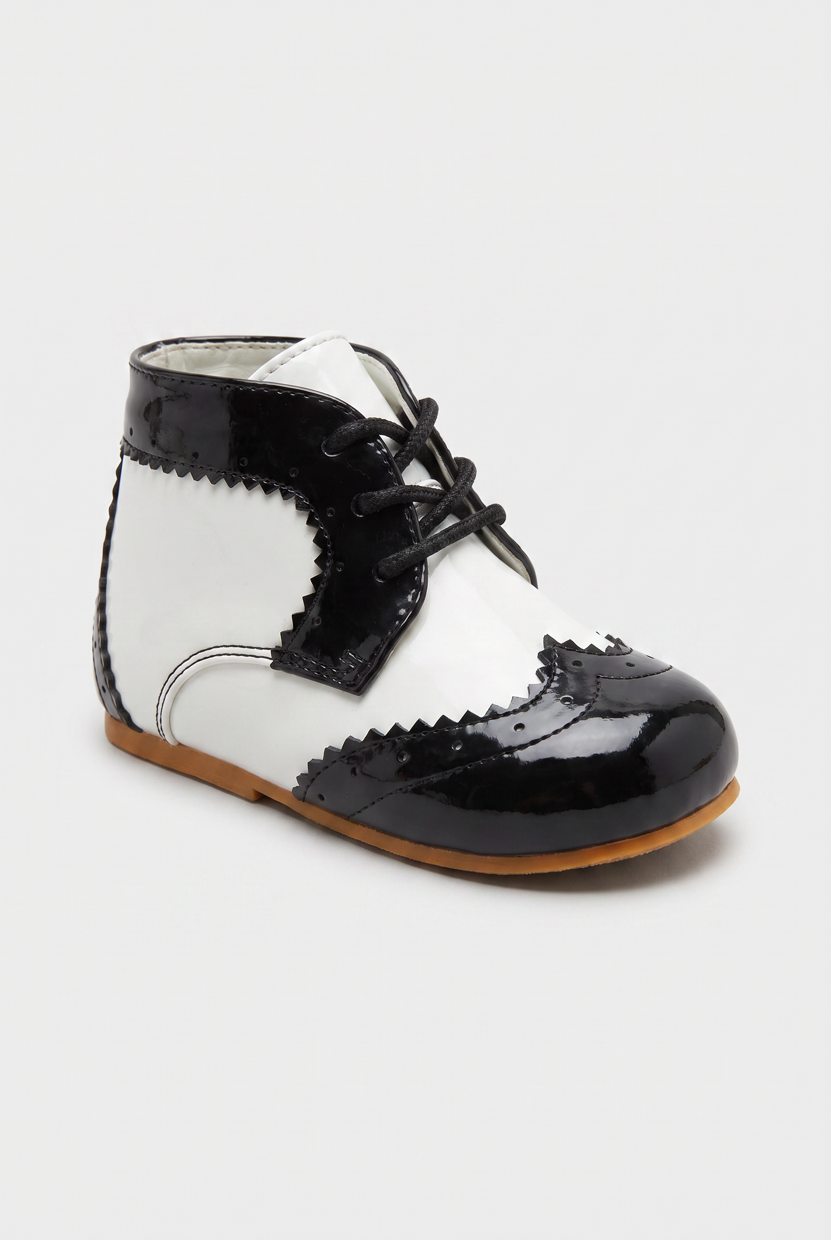 Botas de charol para niños con cordones | Zapatos formales inteligentes de tobillo para niños y niñas - Negro
