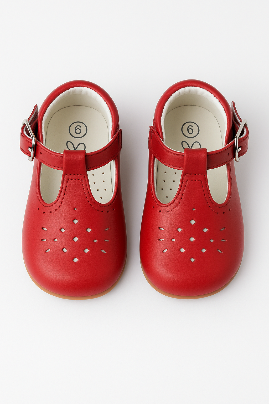 Kids Unisex Buckled Mary Jane Shoes - AARON - Red Front Picture