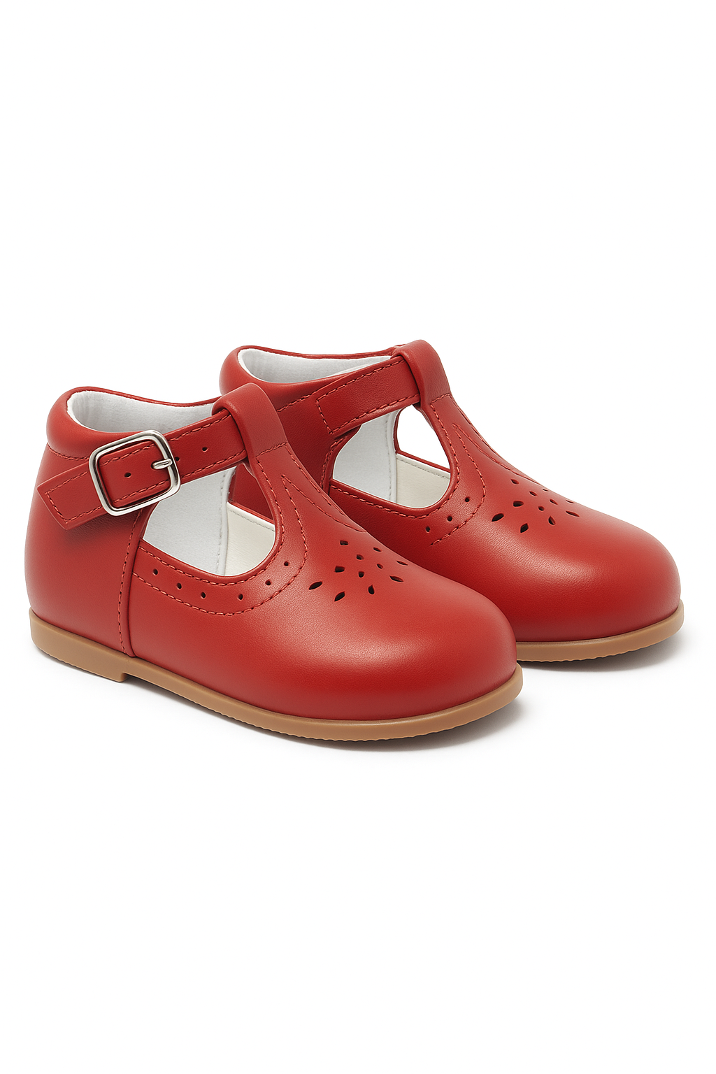 Kids Unisex Buckled Mary Jane Shoes - AARON - Pair Red Side Picture