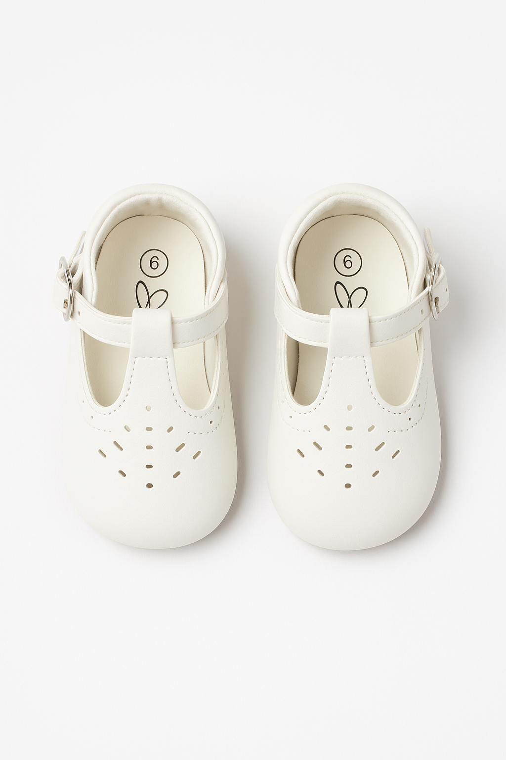Kids Unisex Buckled Mary Jane Shoes - AARON - White Front Picture