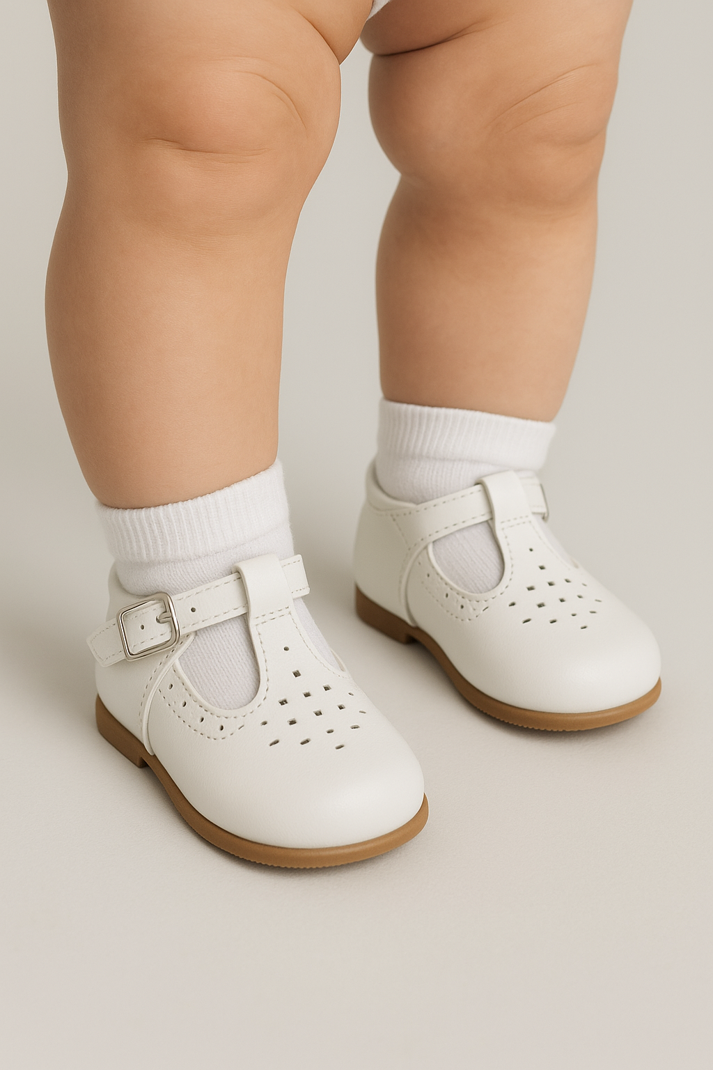 Kids Unisex Buckled Mary Jane Shoes - AARON - White