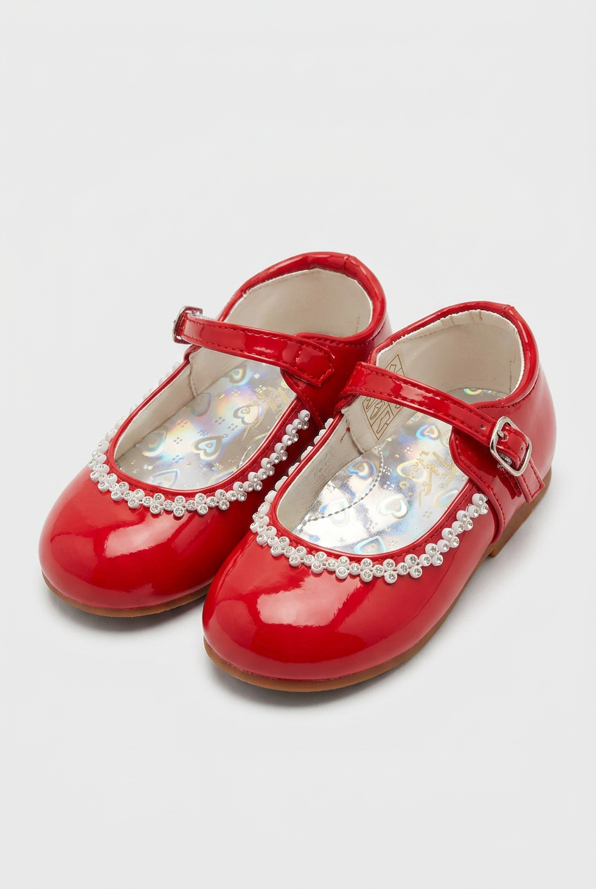 Kids' Rhinestone Mary Jane Shoes – Smart Party & Occasion Dress Shoes - Red