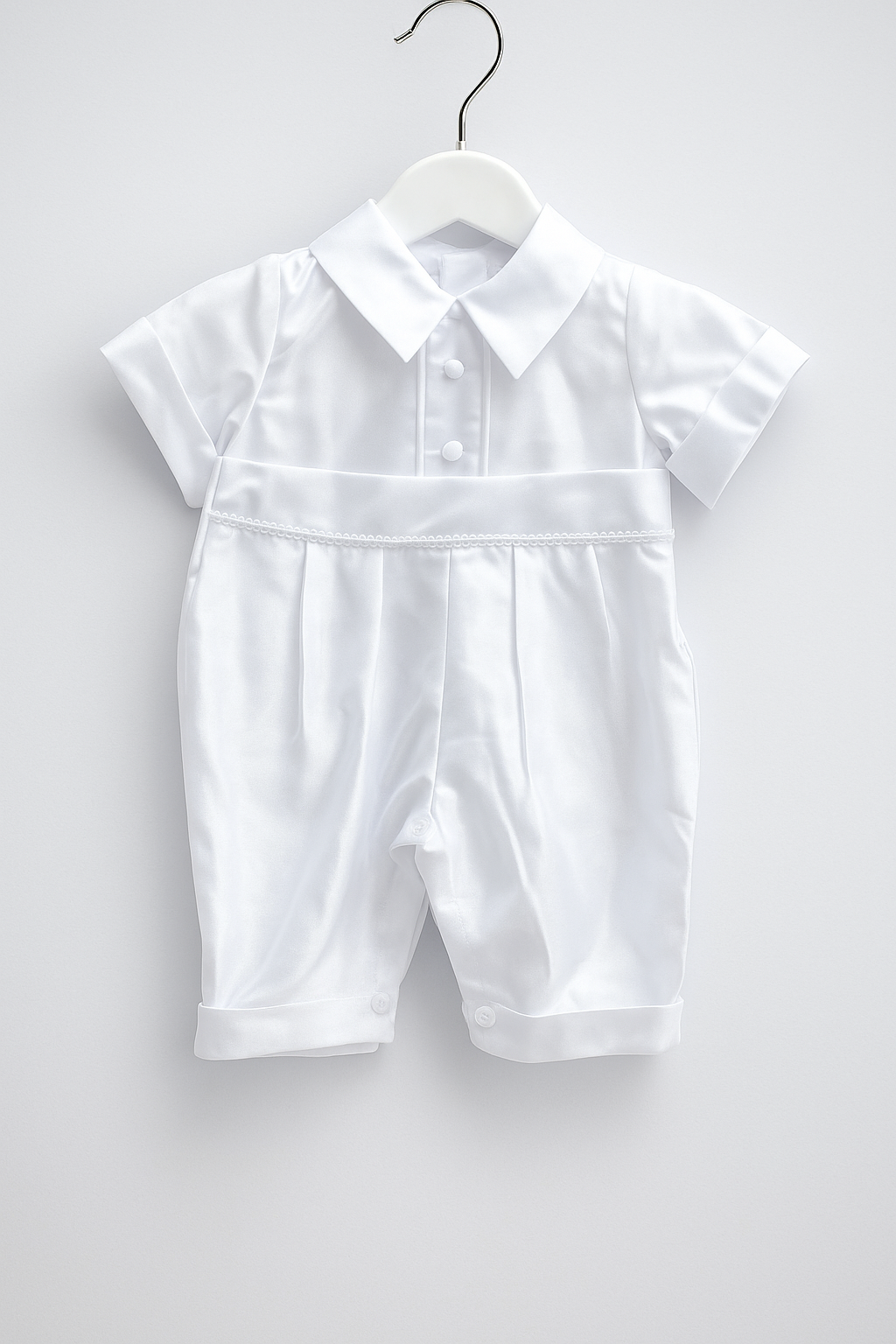 Luxurious Baby Boys Christening Romper Set - PETER - White