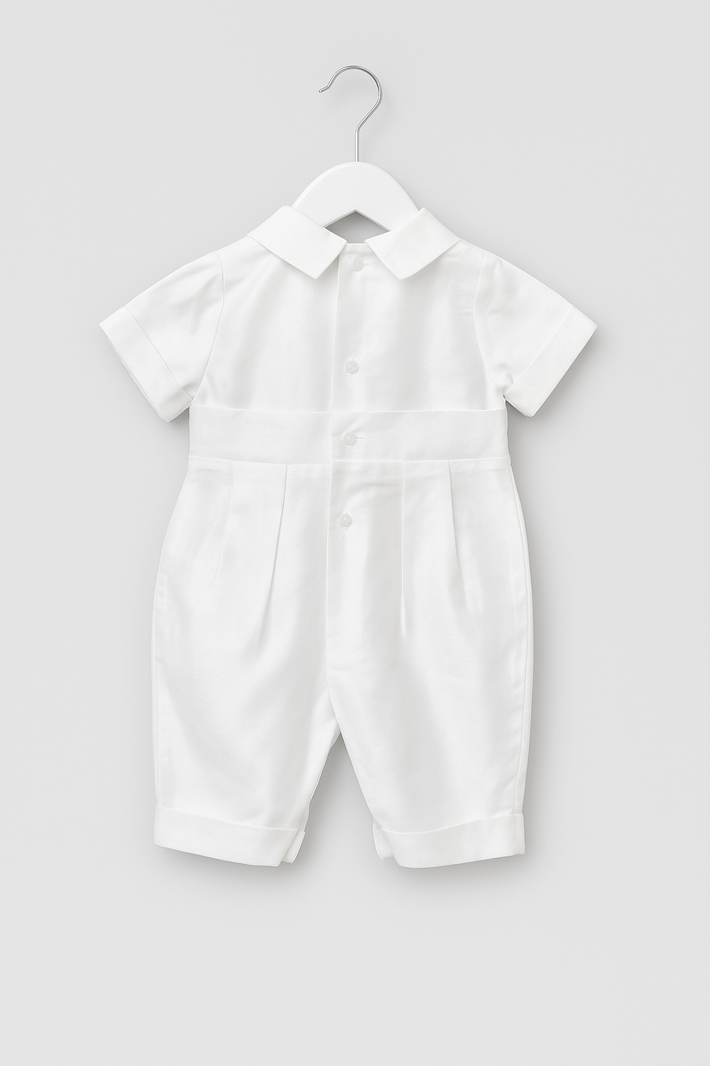 Luxurious Baby Boys Christening Romper Set - PETER - White