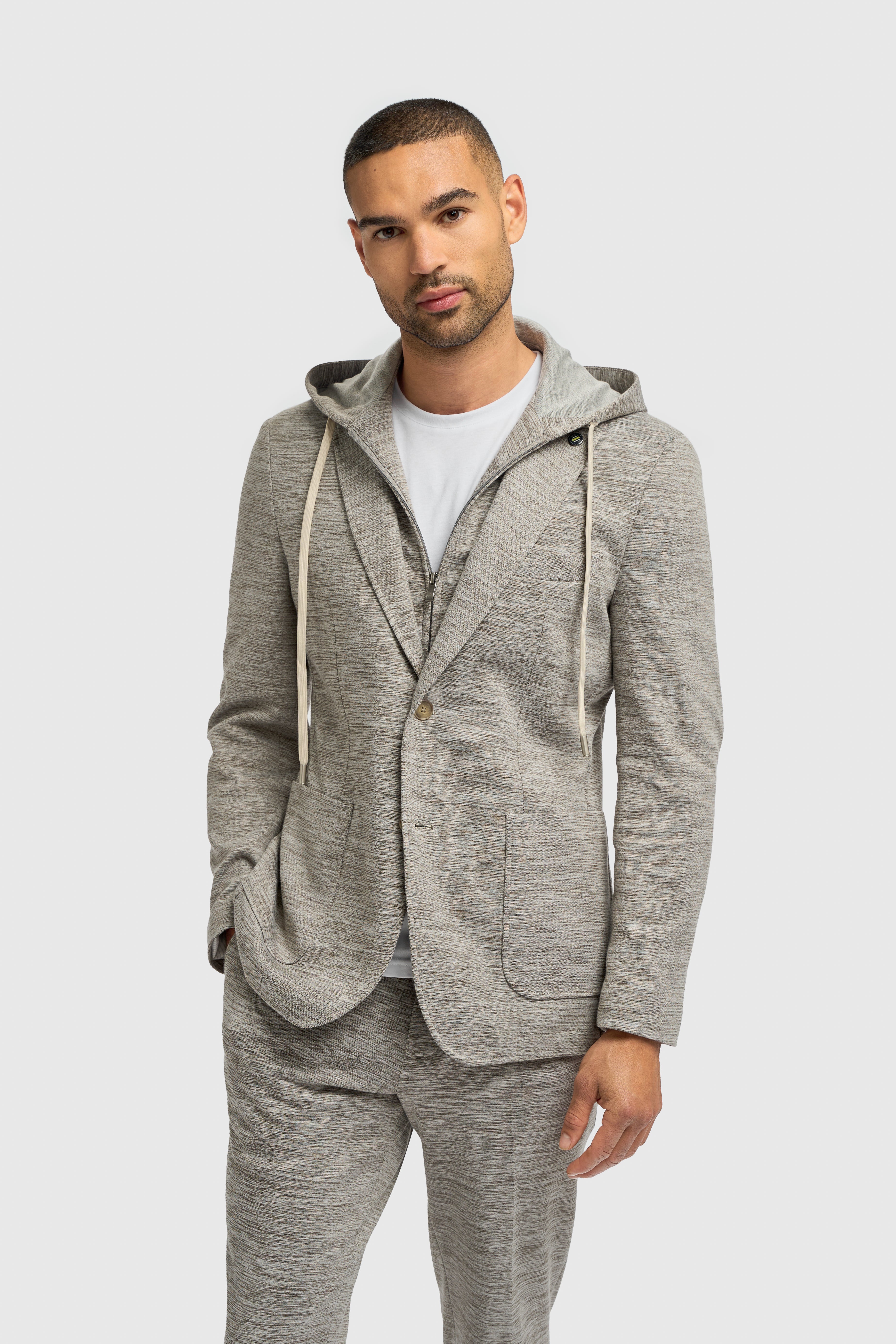 Men’s 2-Piece Cotton Blend Casual Suit - Columbus - Taupe Grey Model Picture