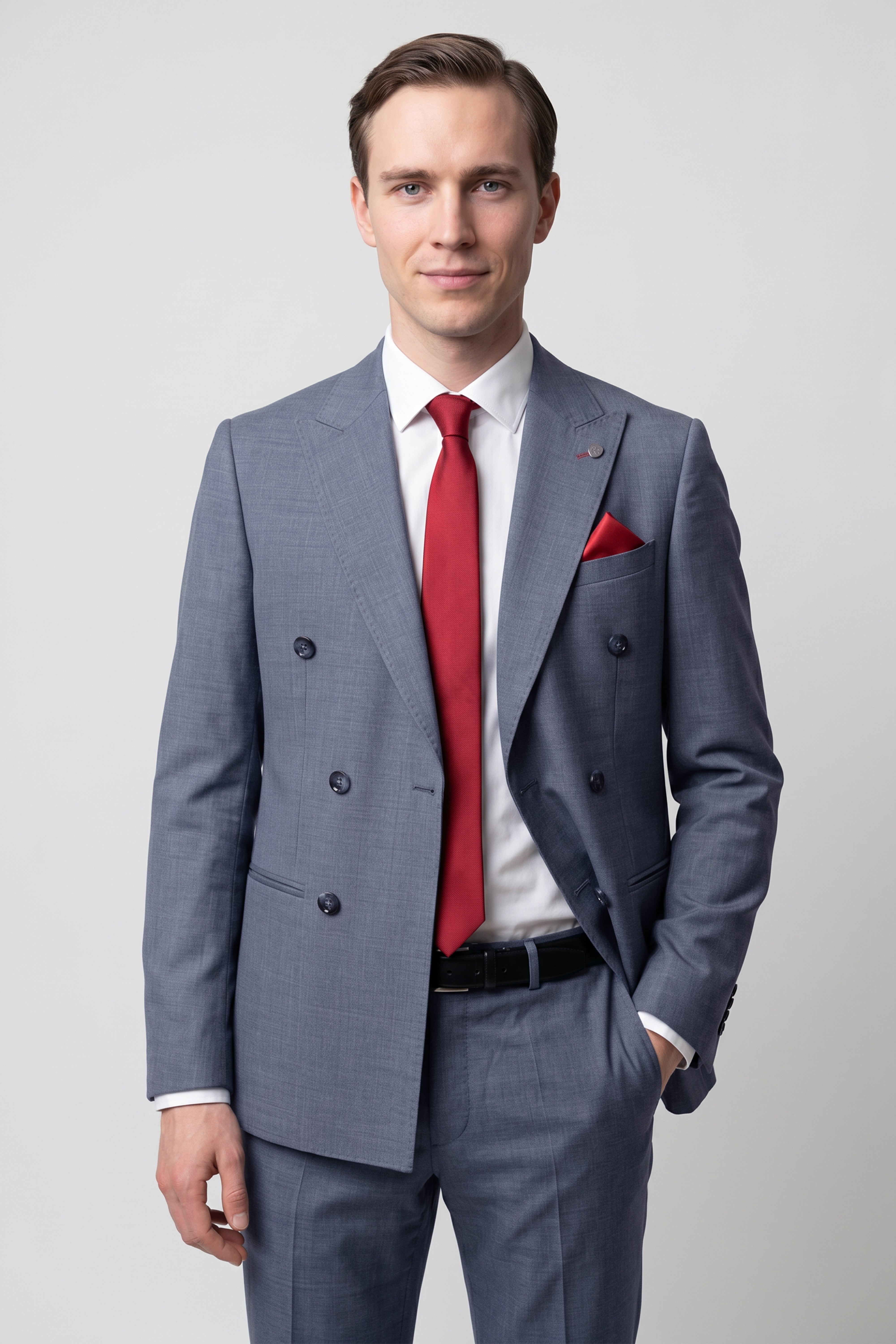 Costume formel pour homme 2 pièces à double boutonnage - Modèle FINN GRIS