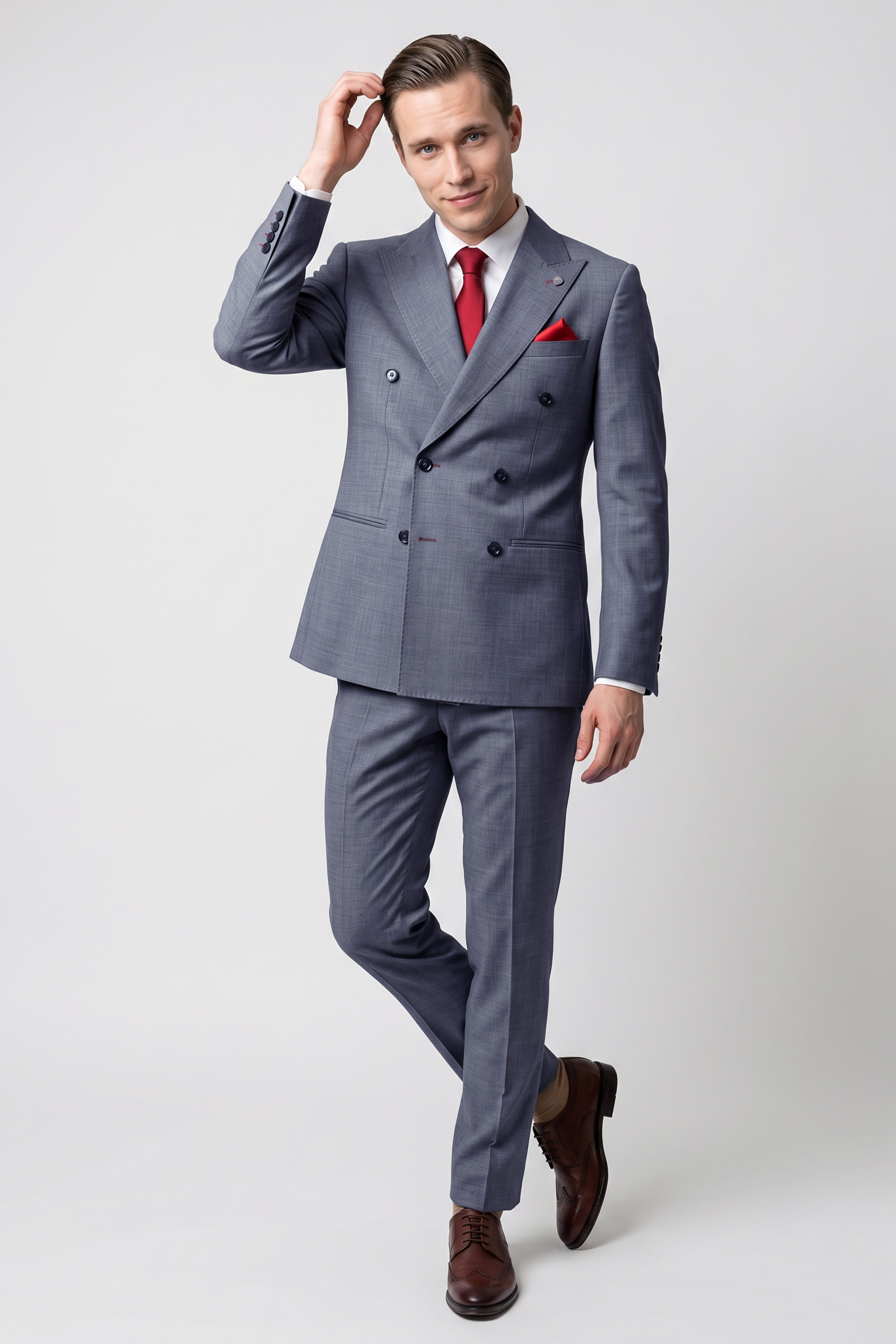 Costume formel pour homme 2 pièces à double boutonnage - Modèle FINN GRIS