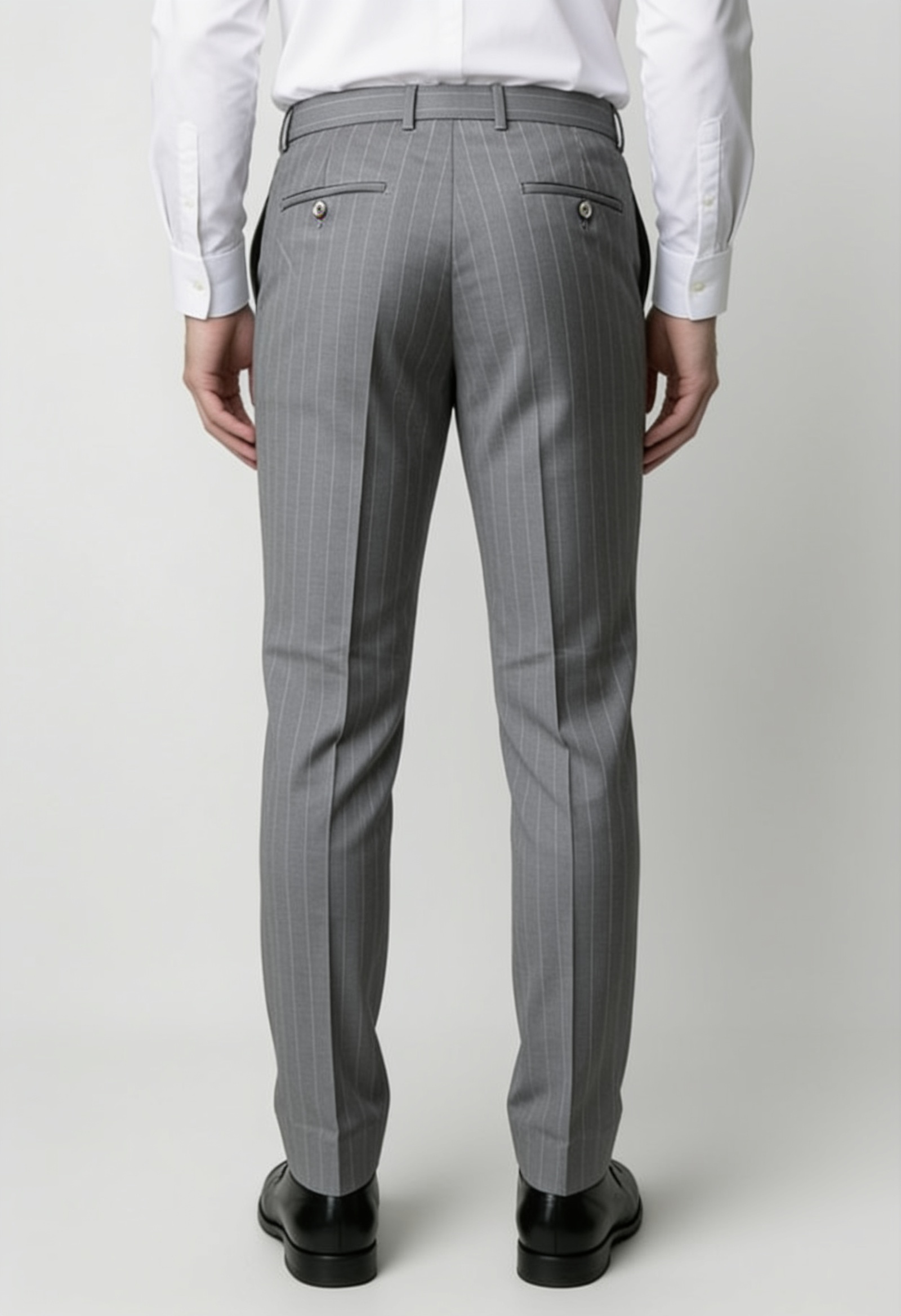 Costume pour homme en laine à rayures fines, 2 pièces, croisé - Modèle LENNOX GRIS