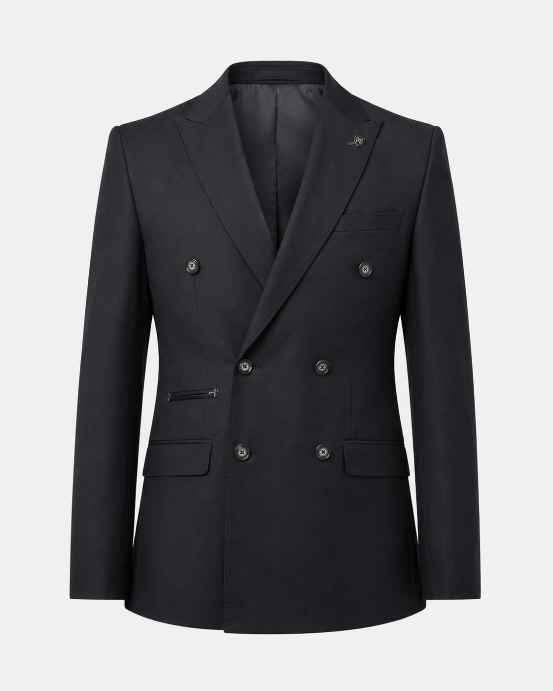 Men’s 2 Piece Double Breasted Formal Suit - CARSON BLACK