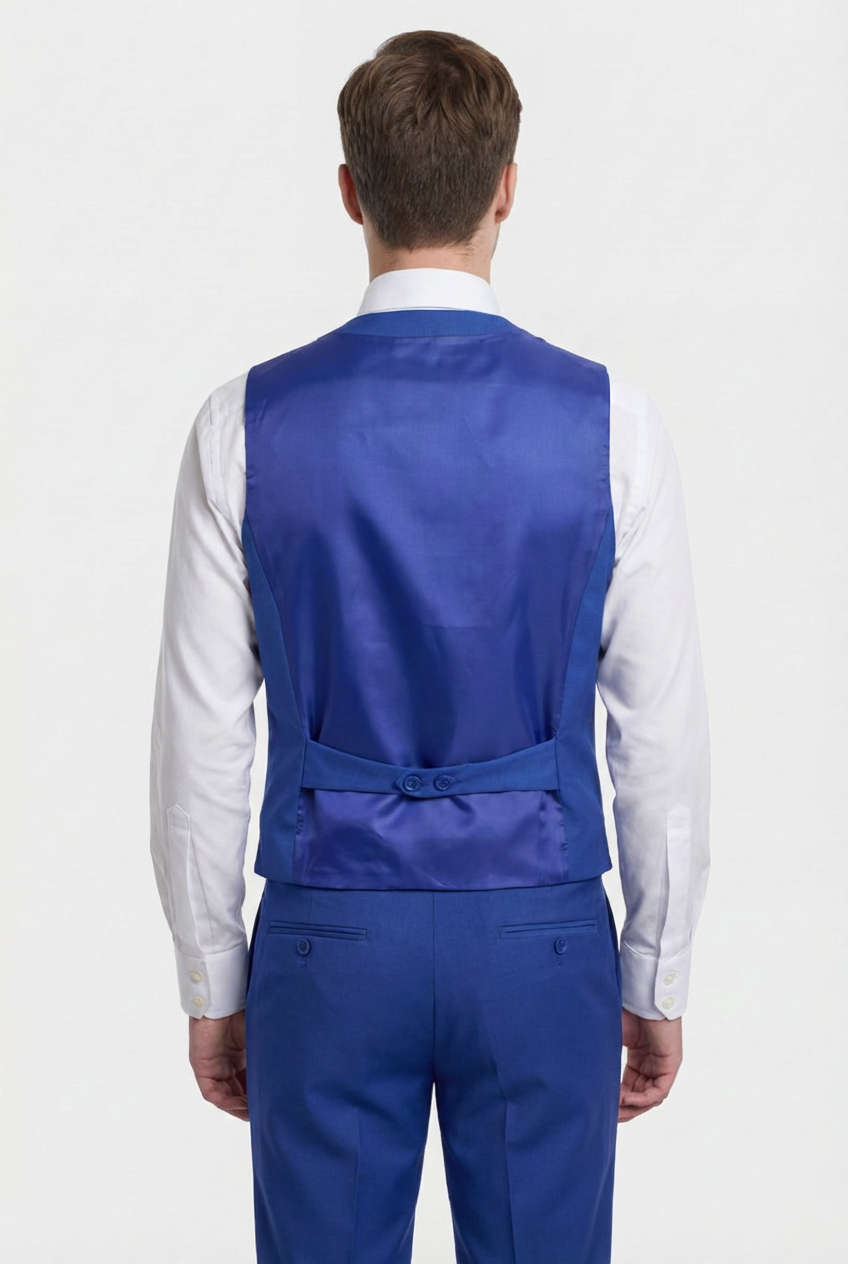 Herren 3-teiliges formelles Anzug mit doppelt geknöpfter Weste - Roman - Blau