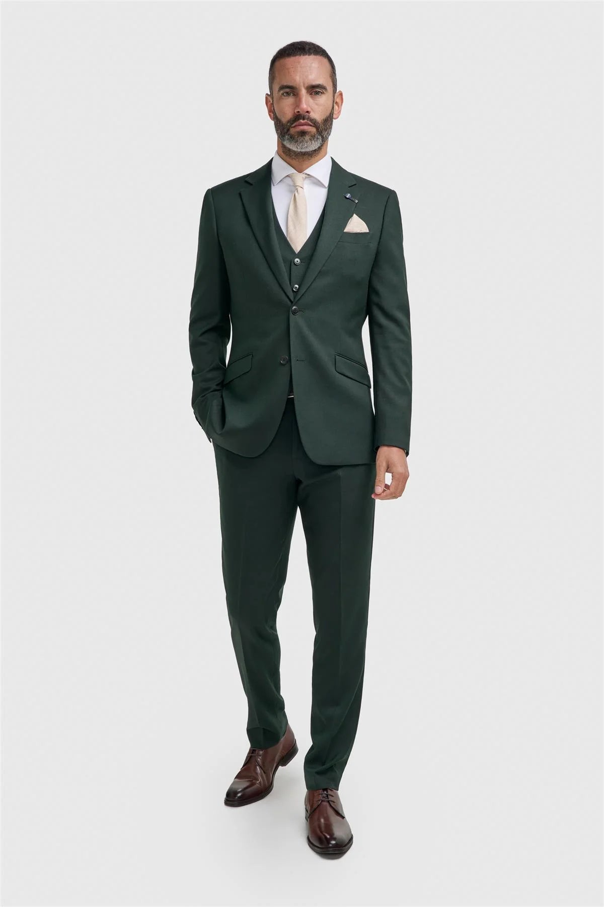 Traje formal ajustado de 3 piezas para hombre - Malibu - Verde bosque