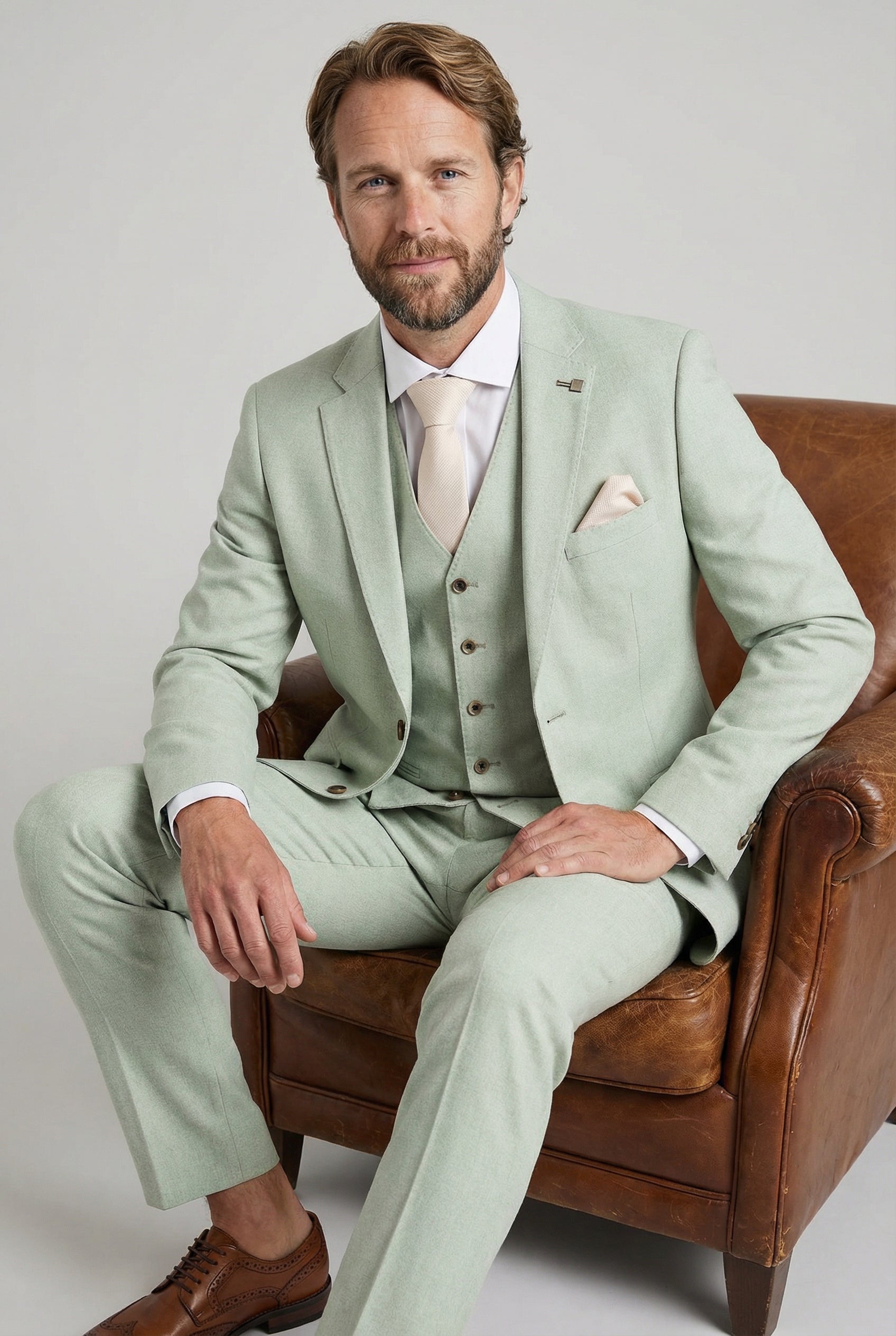 Men’s 3-Piece Tailored Fit Formal Suit - Belmont - Sage Green