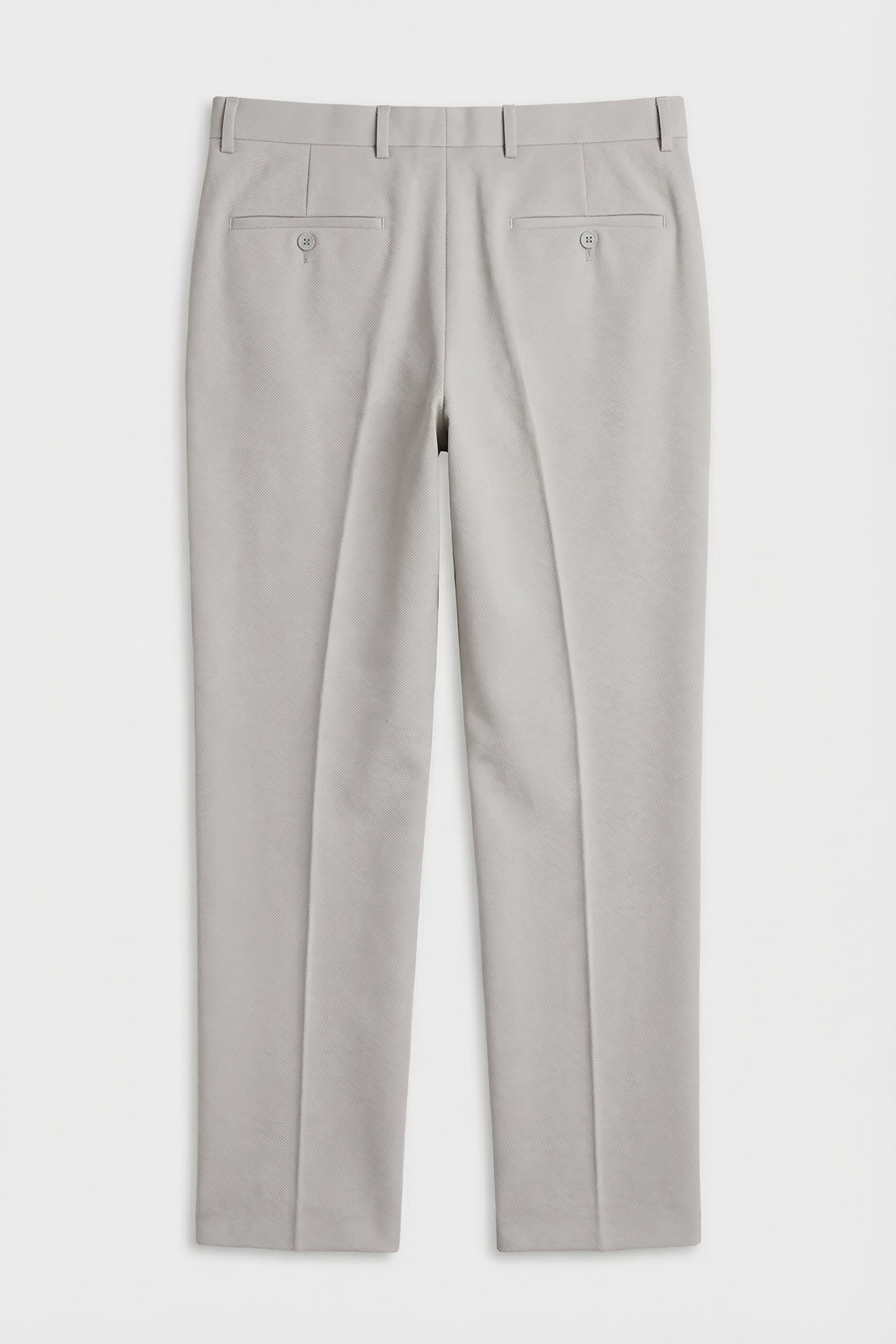 Men’s 3-Piece Textured Formal Suit with Double Breasted Waistcoat - Core - Stone Grey Trousers Back Picture