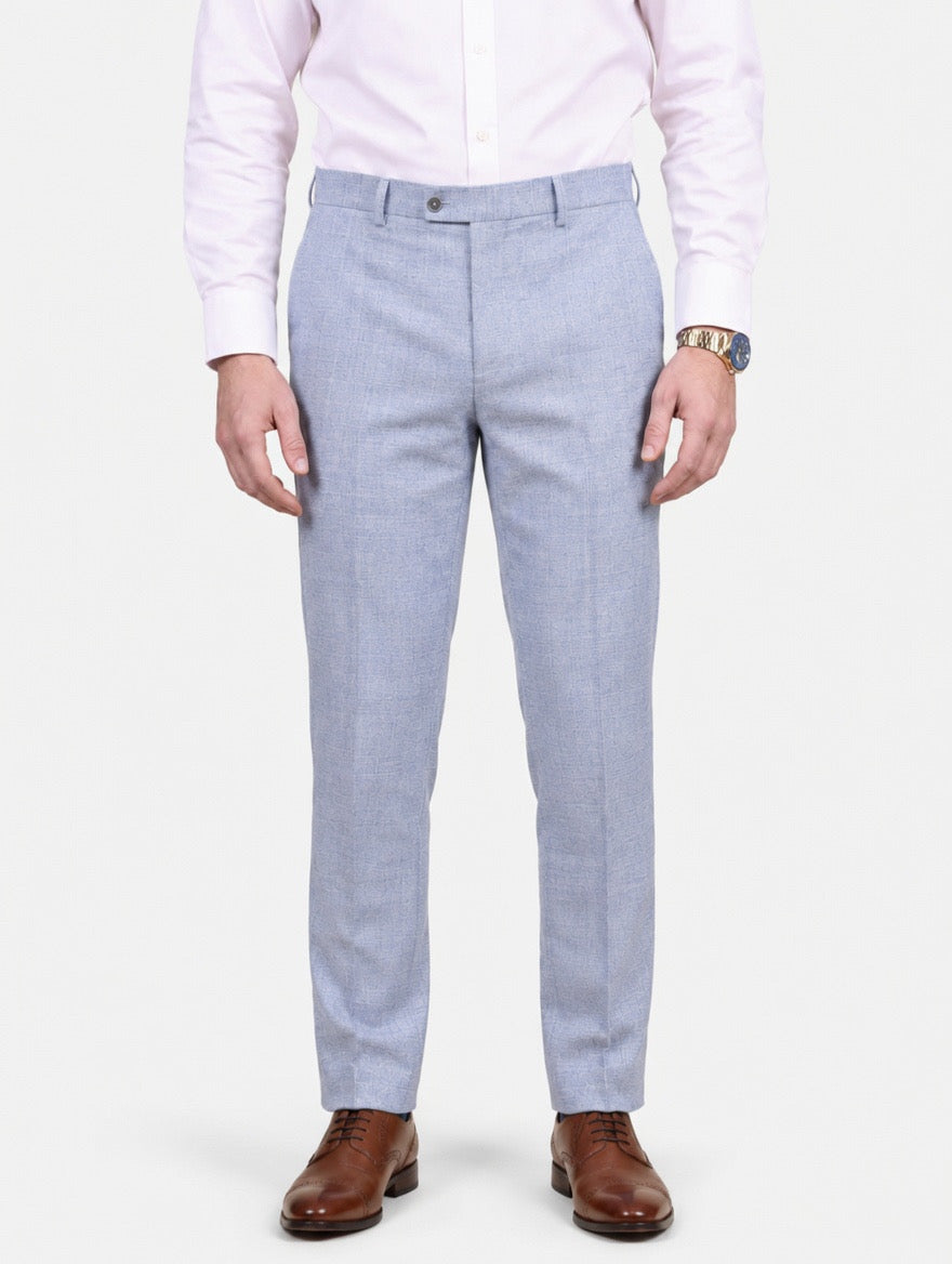 Traje de hombre de 3 piezas con patrón Glen Check tipo tweed - Luis - Azul pálido