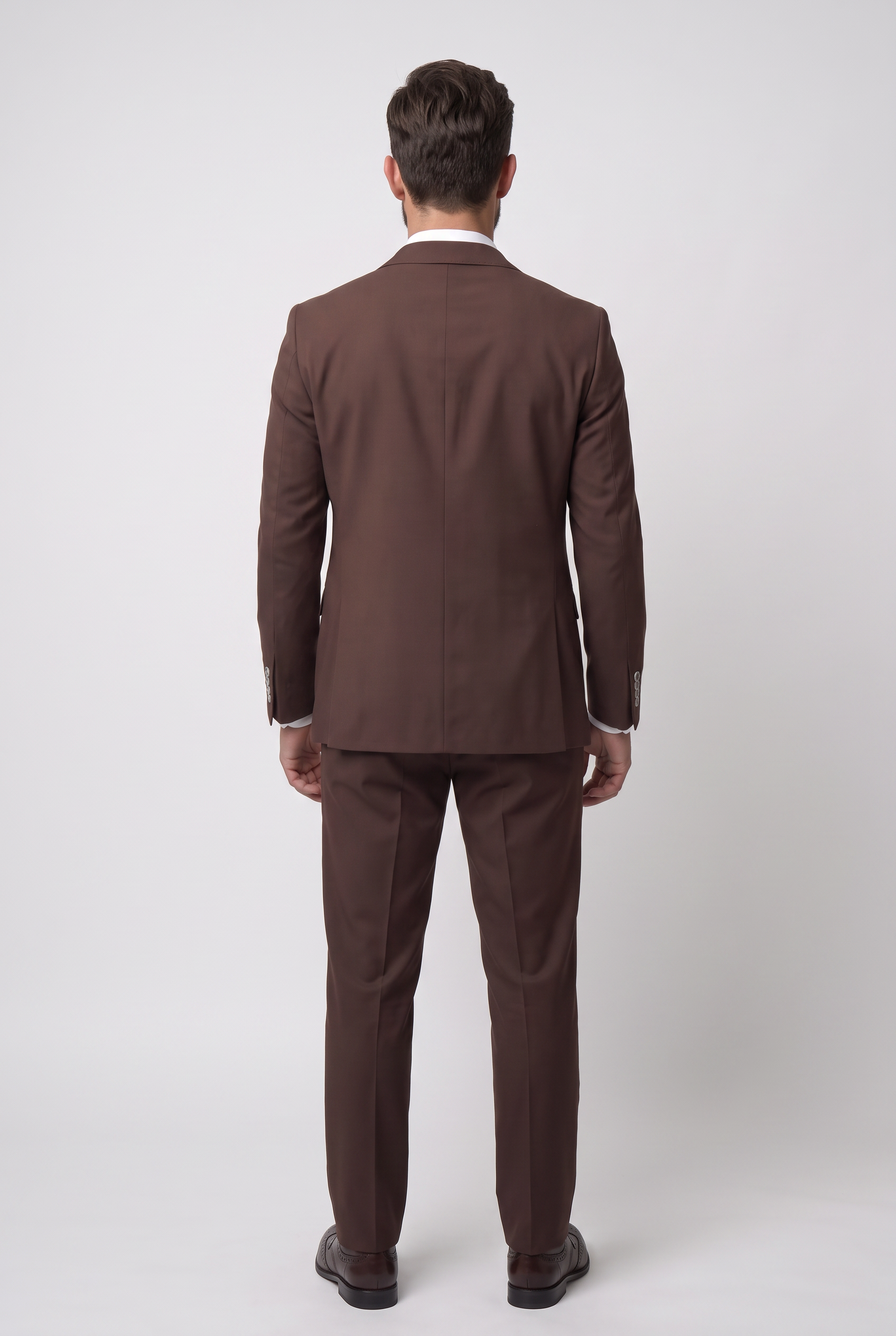 Men’s 3-Piece Wool Blend Formal Suit - Style PEDRO BROWN