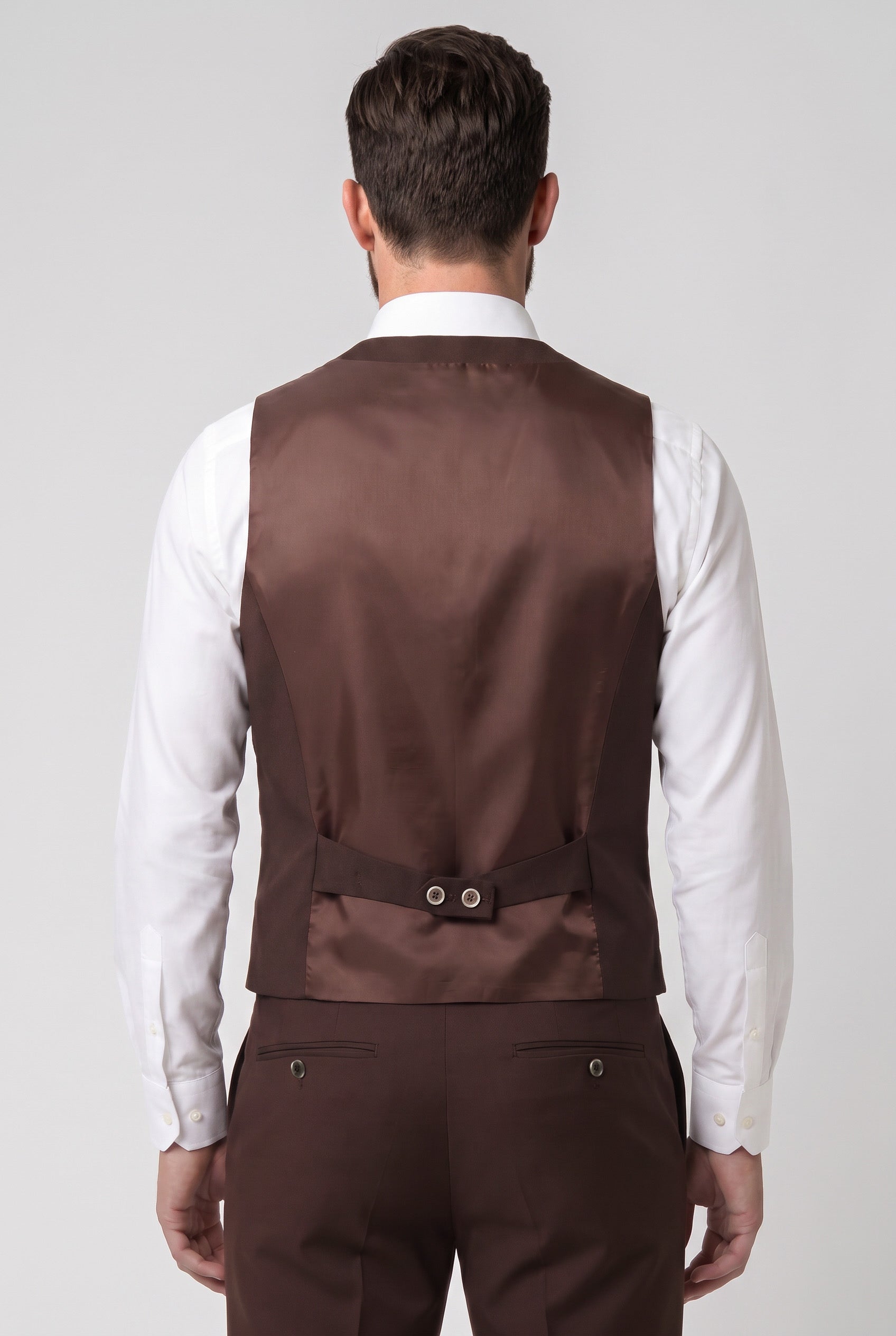 Men’s 3-Piece Wool Blend Formal Suit - Style PEDRO BROWN