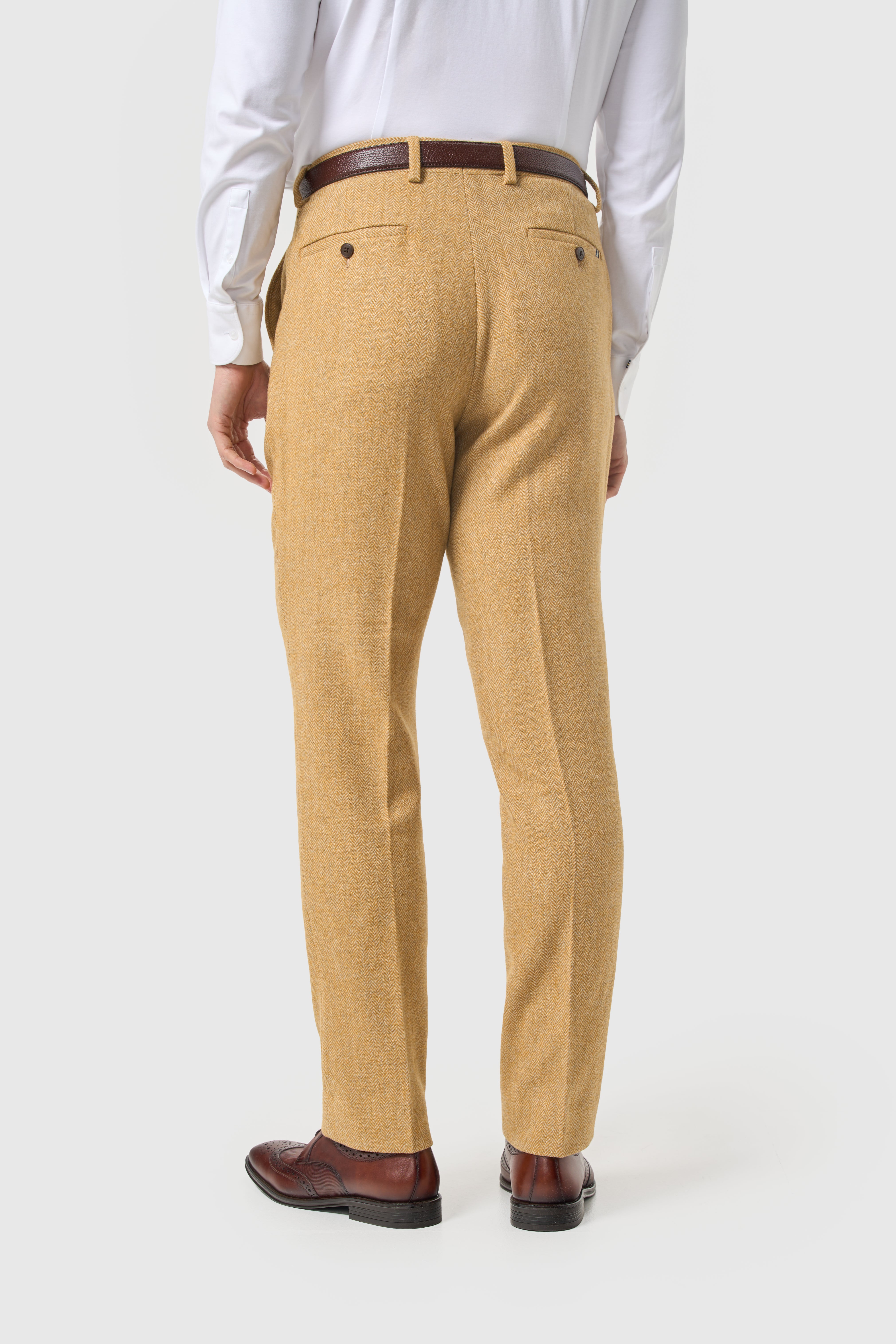 Men’s Trousers  Wool Herringbone Tweed Suit - Thomas - Amber Back Picture