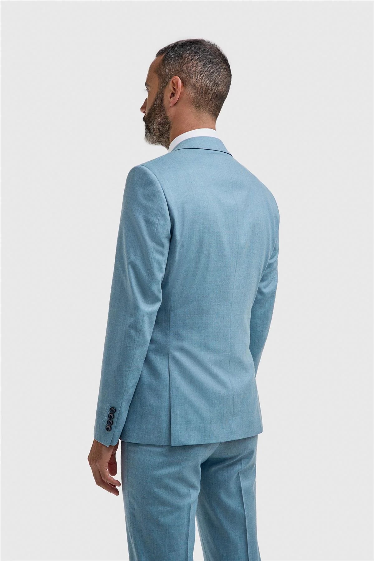 Herren 3-teiliger Woll Slim Fit Anzug - James - Marine Blau