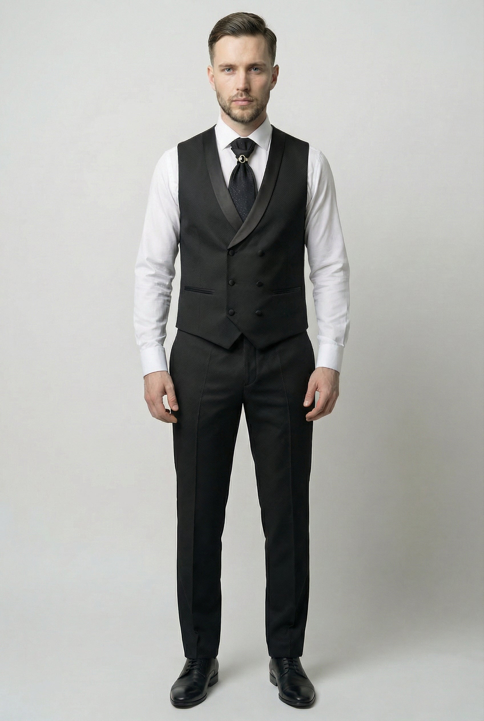 Men’s 5-Piece Black Tuxedo Wedding Suit Set Waistcoat AbdTrousers