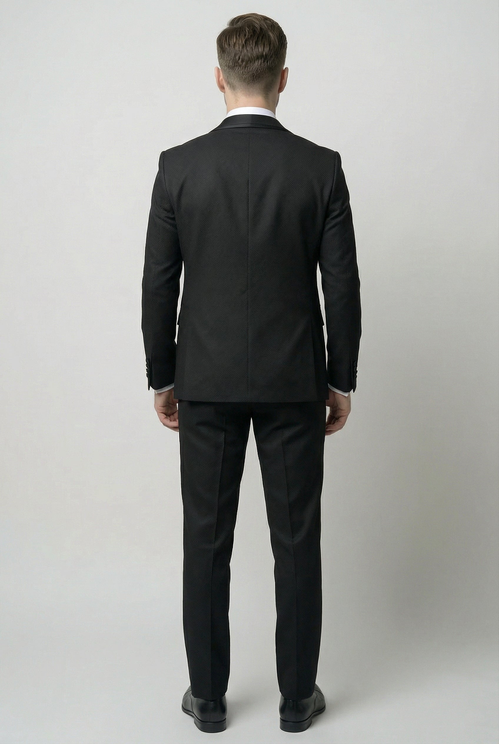 Men’s 5-Piece Black Tuxedo Wedding Suit Set Back Picture