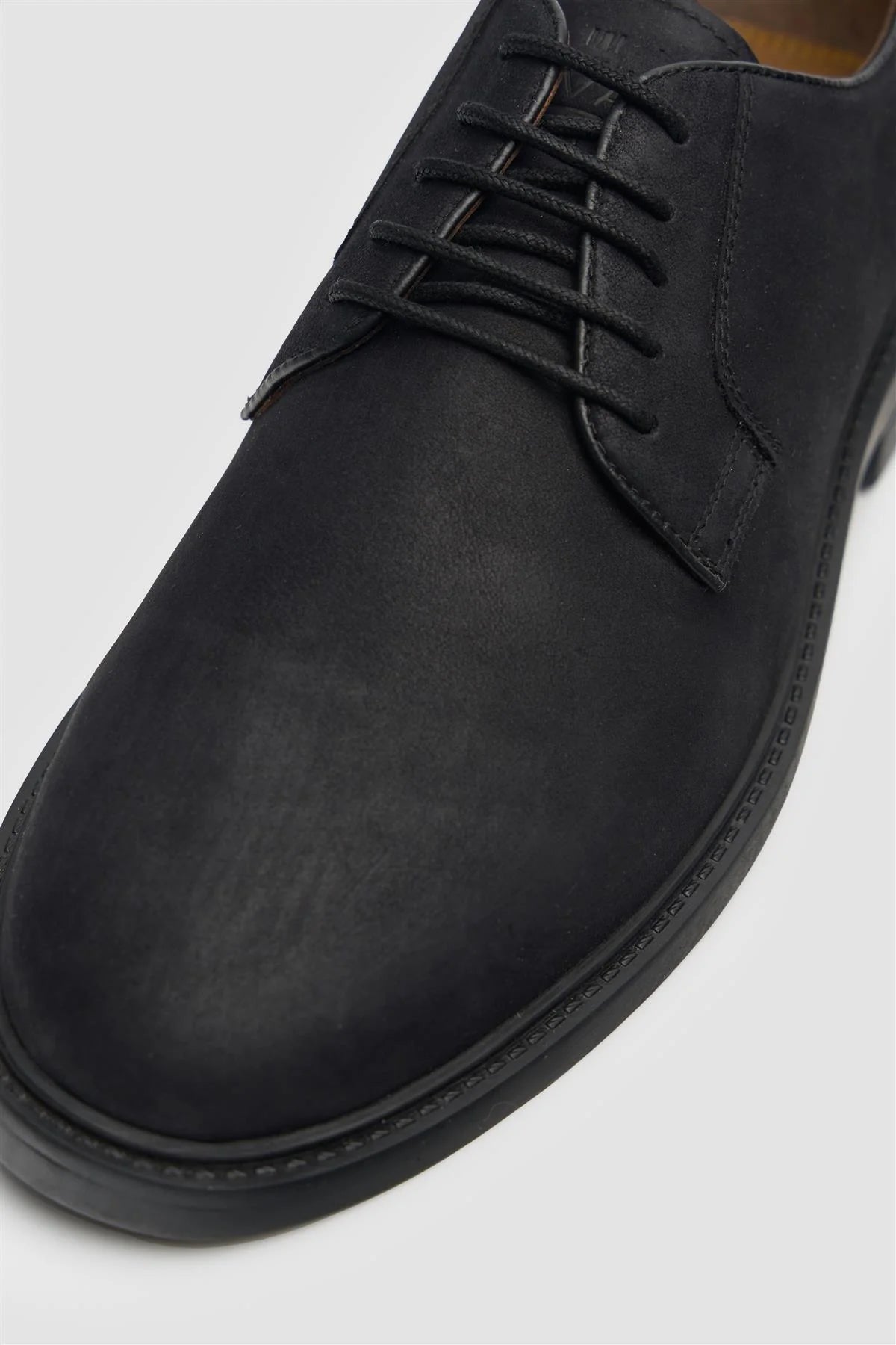 Men’s Black Suede Leather Lace Up Derby Shoes - Pedro - Black Detail Picture