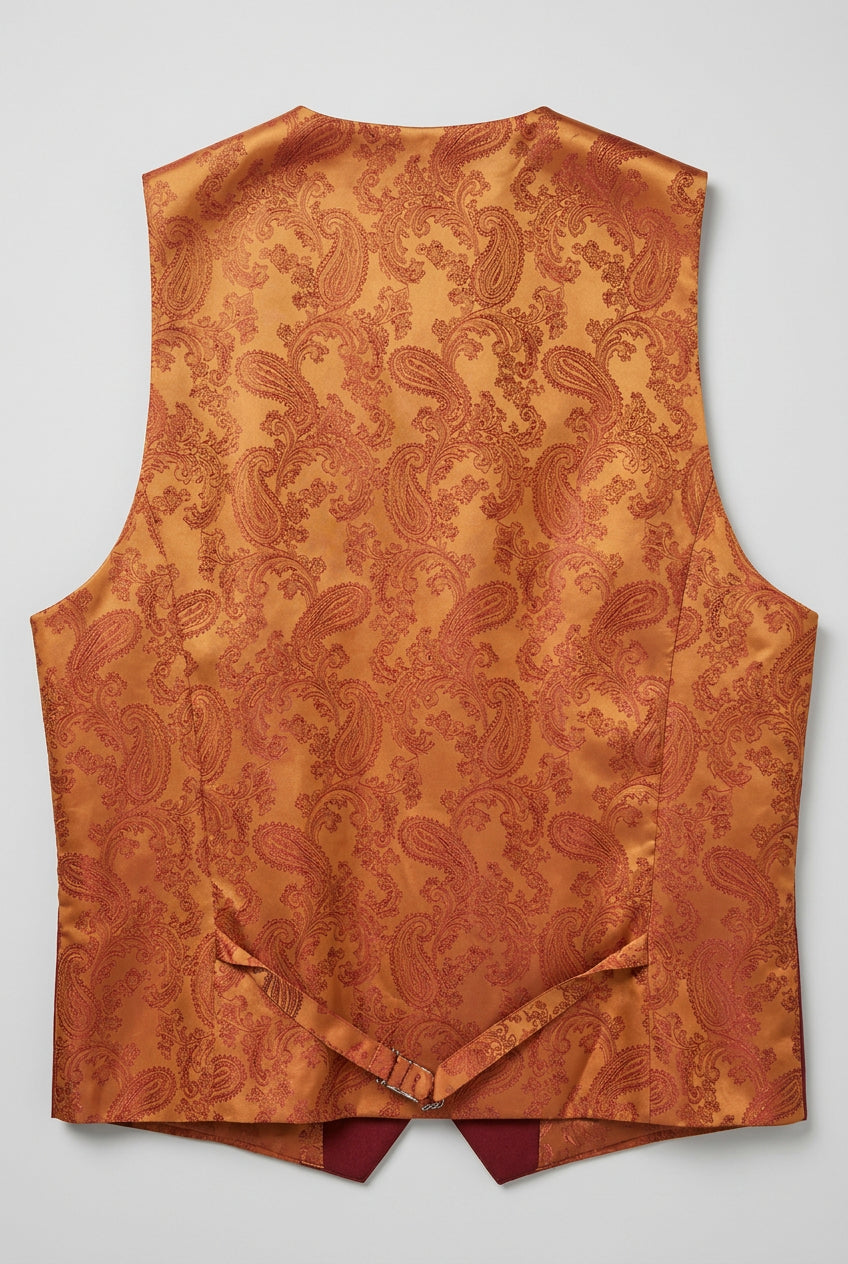 Costume trois pièces bordeaux pour homme avec revers en satin noir