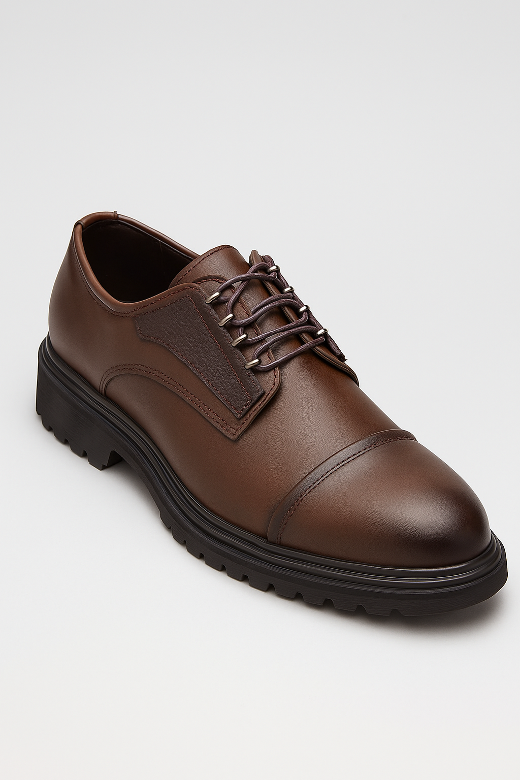 Men’s Cap-Toe Derby Shoes - Windsor - Chocolate Side Picture