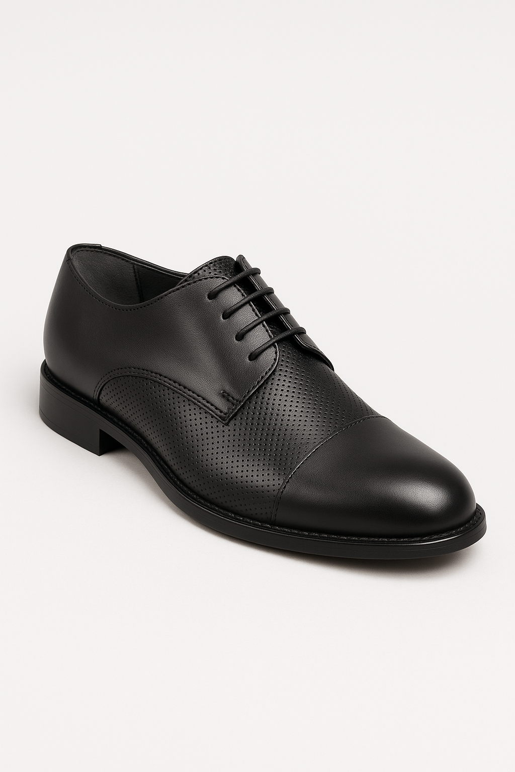 Men’s Cap Toe Derby Dress Shoes - GROSVENOR - Matt Black Side Picture
