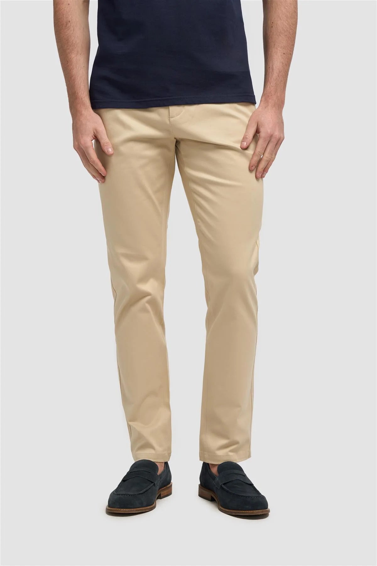 Men's Casual Cotton Chino - DAKOTA - Beige Front Picture