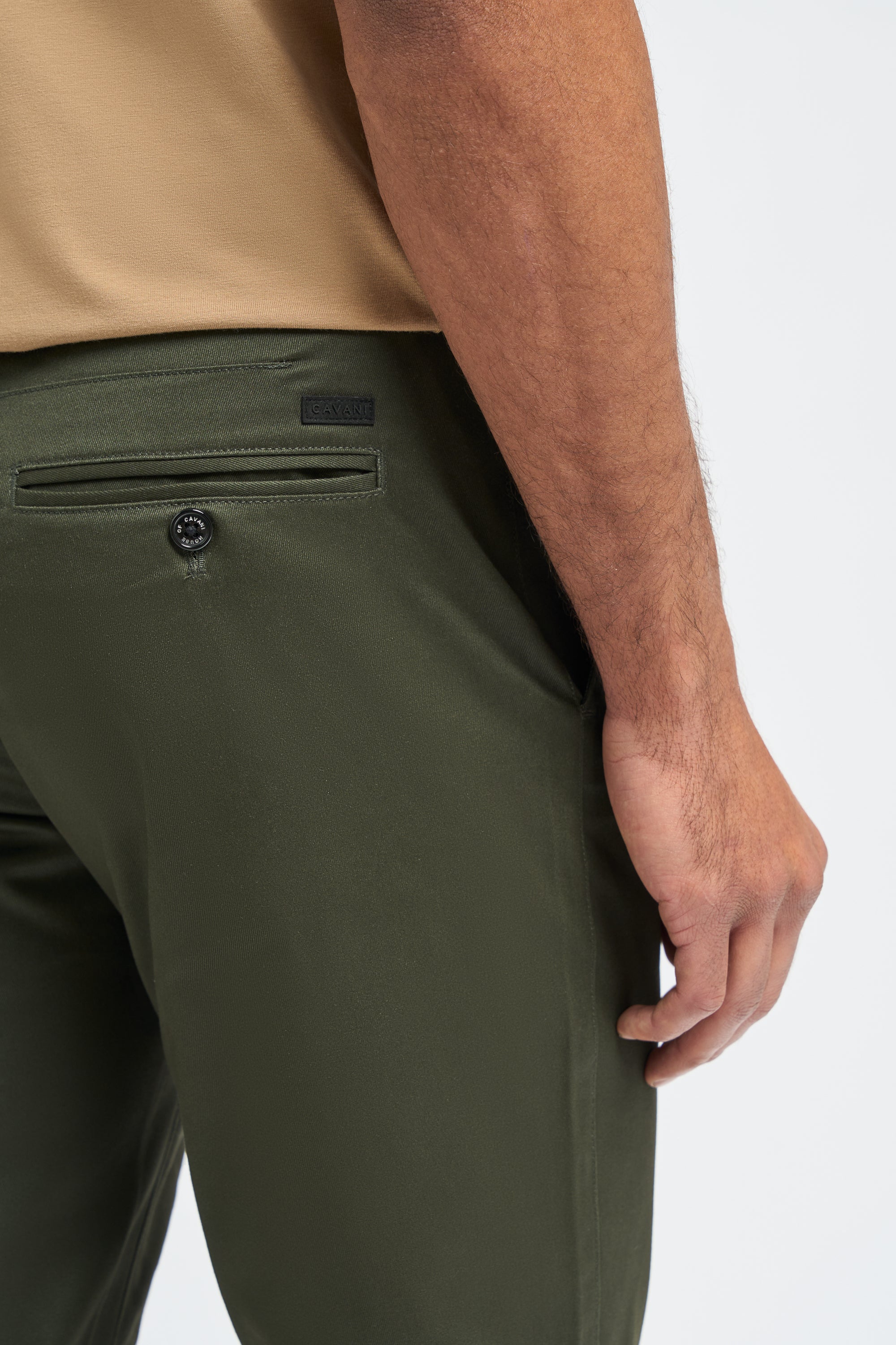 Men's Casual Cotton Chino - DAKOTA - Olive Green Detail Picture