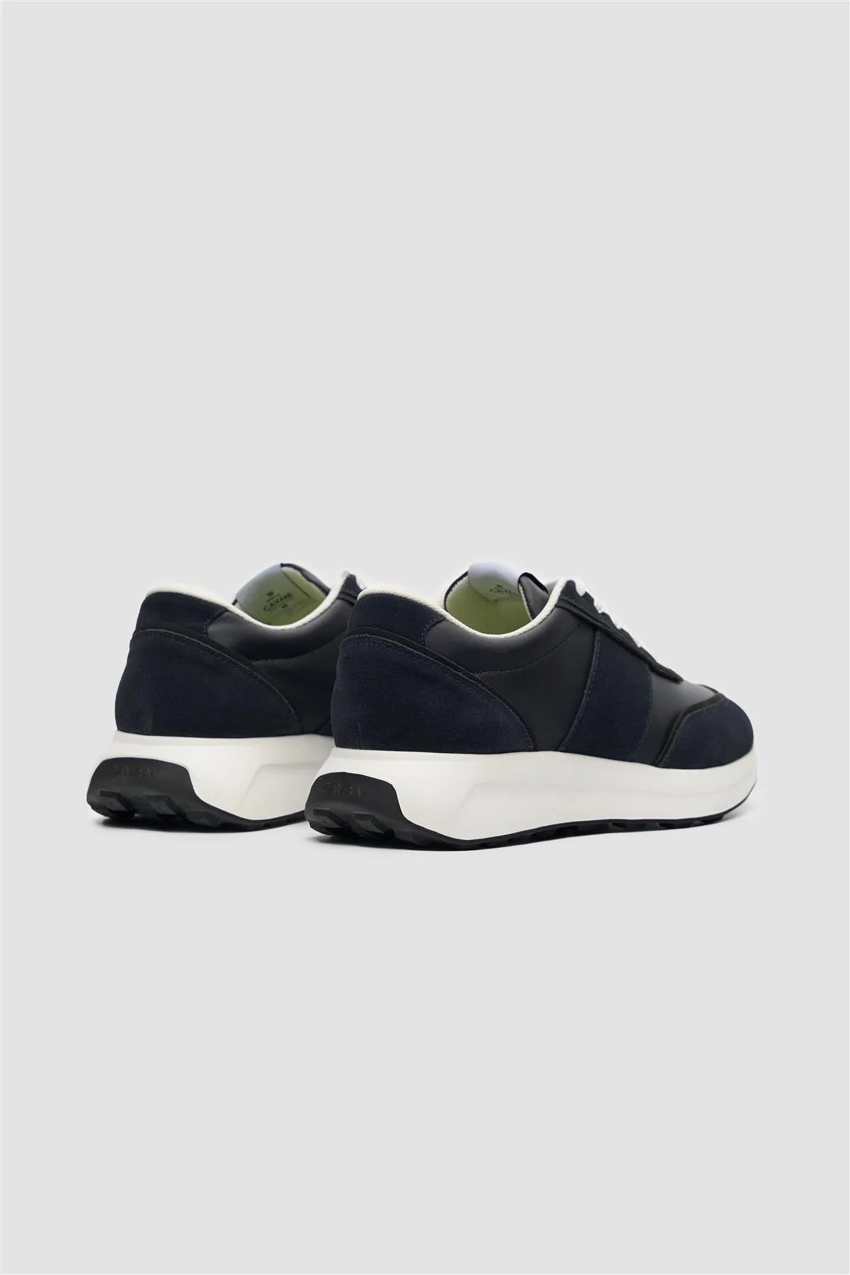 Men’s Classic Lace Up Trainers - Alanza - Navy Pair Back Picture