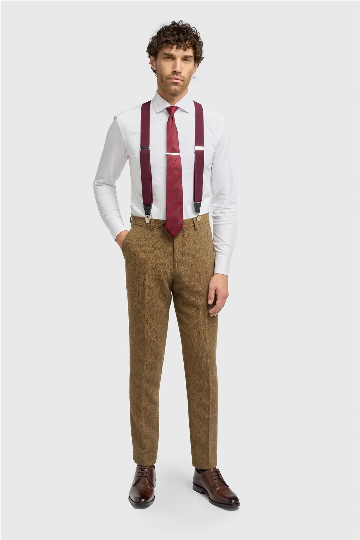 Men’s Clip-On Braces with Adjustable Straps - Wine Front Picture