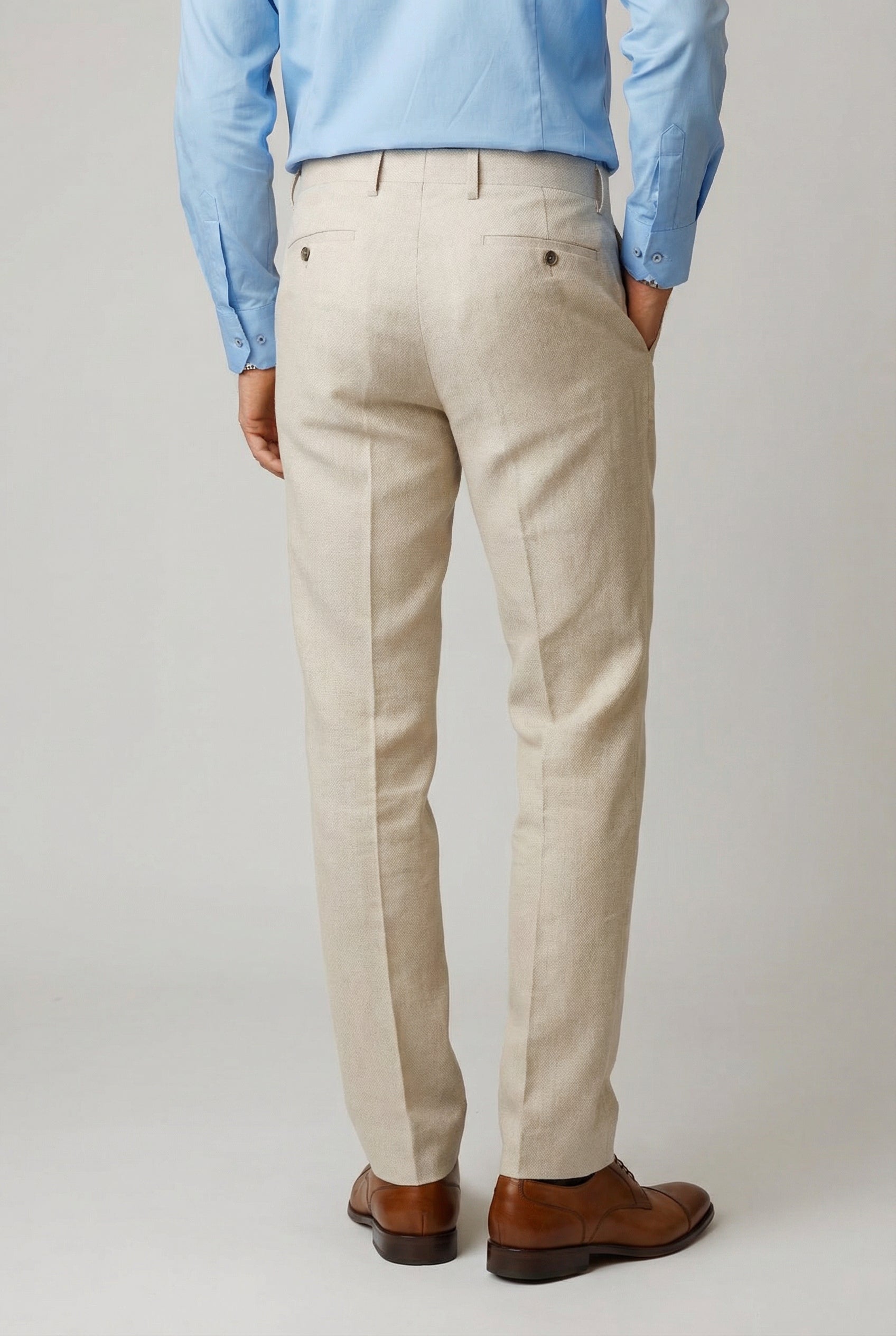 Men’s Cotton-Linen Formal Dress Trousers - GIOVANNI - BEIGE