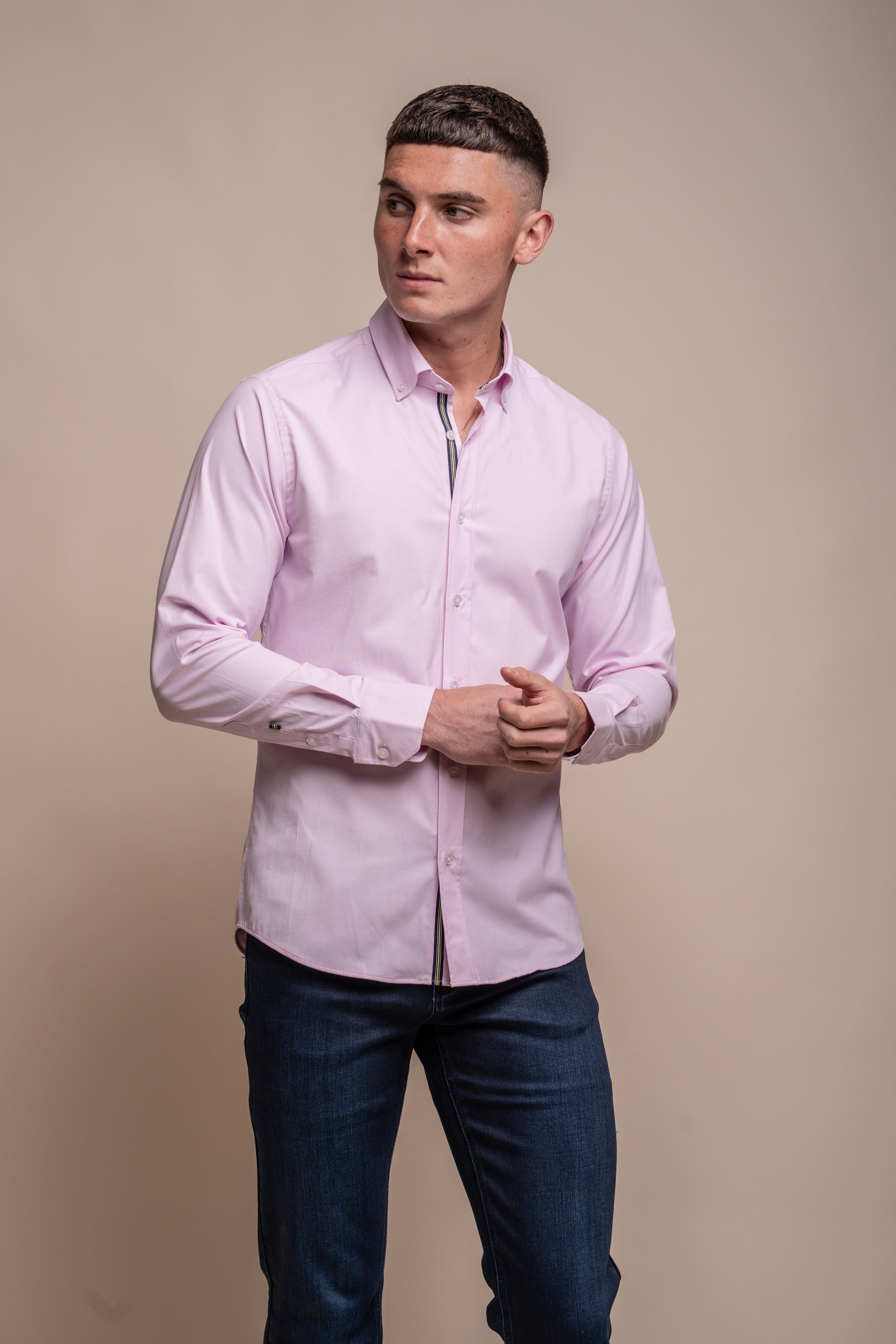 Men's Cotton Casual Shirt - Tessa - Pink Front Picture