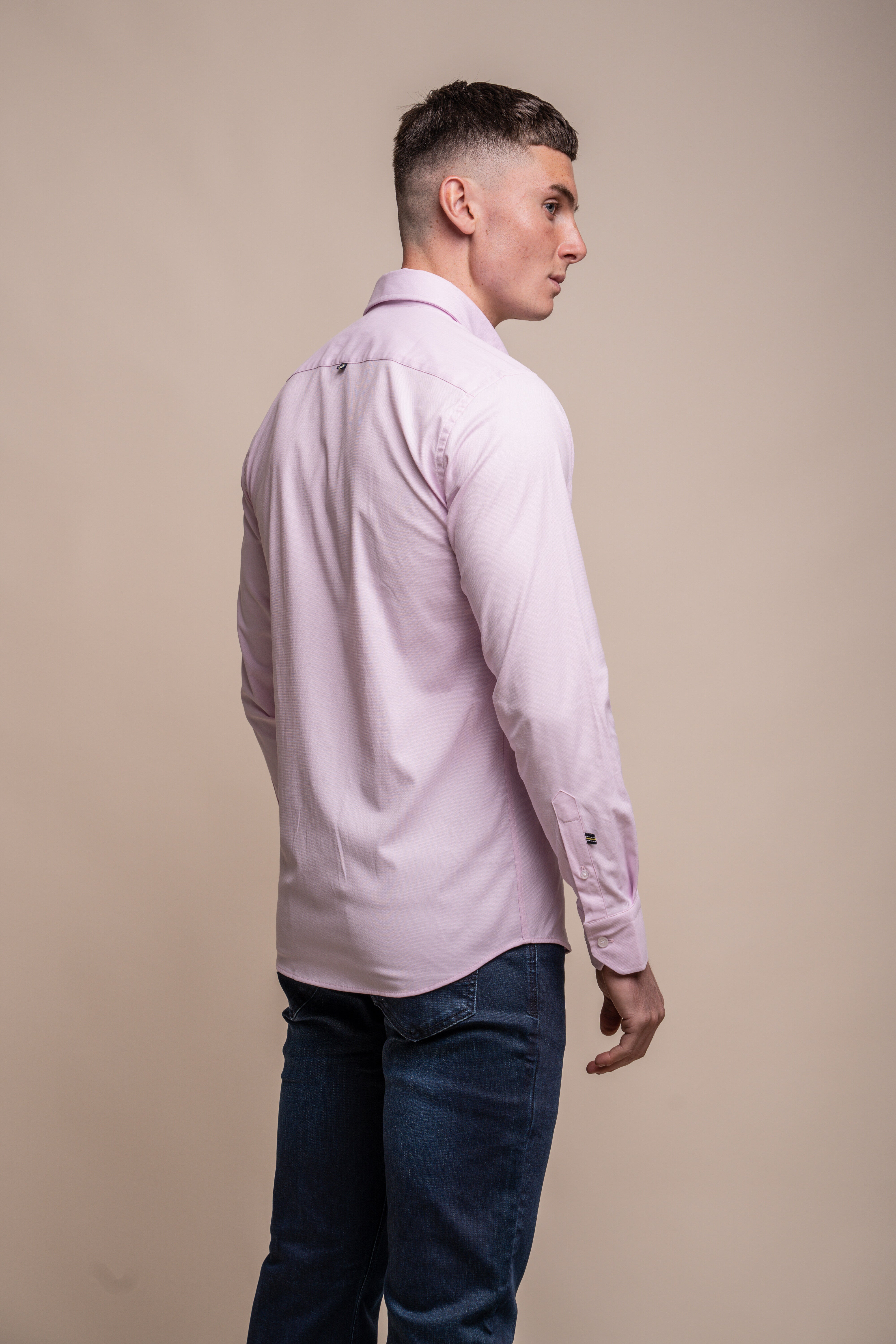 Men's Cotton Casual Shirt - Tessa - Pink Model Back Picture