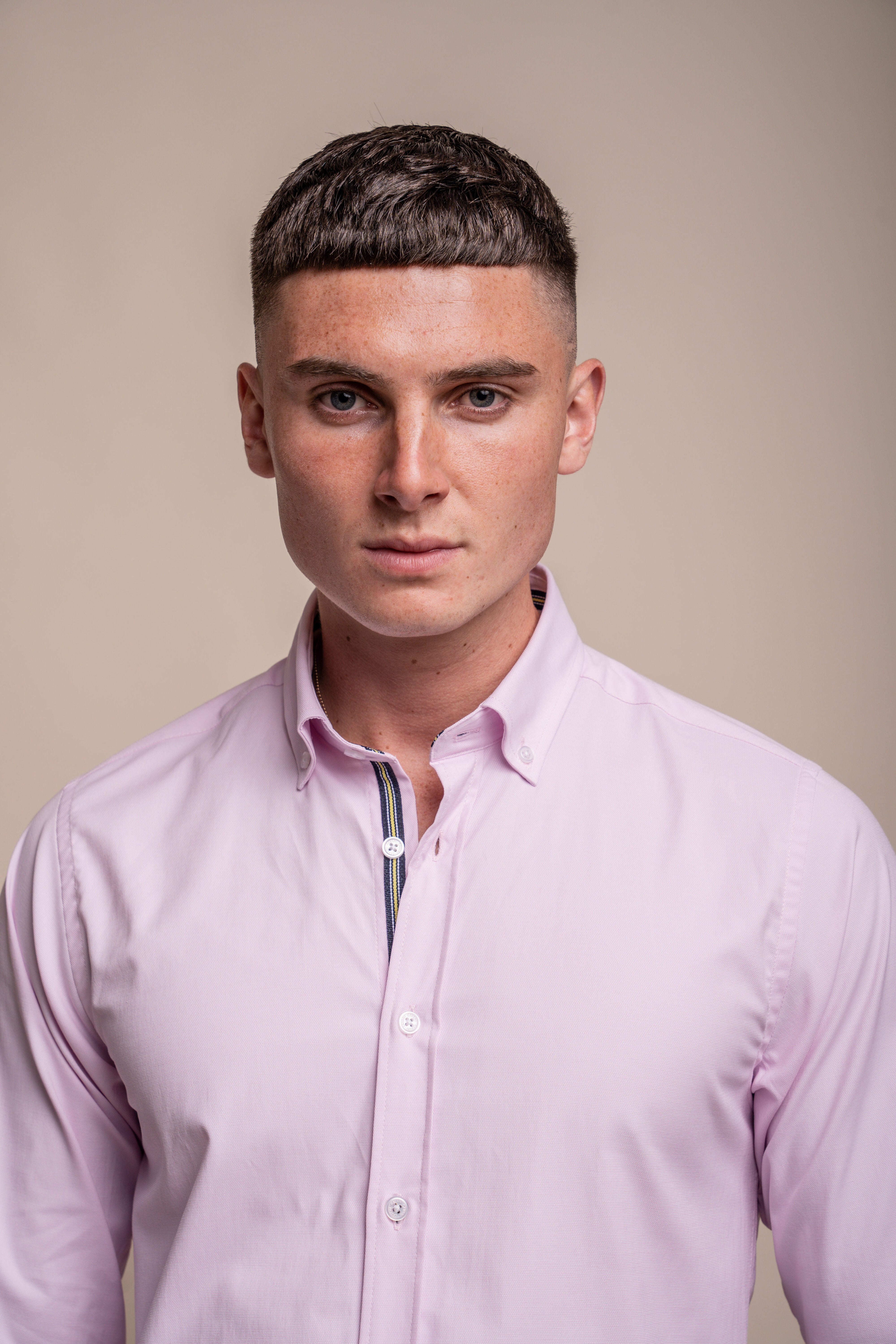 Men's Cotton Casual Shirt - Tessa - Pink Front Detail Picture