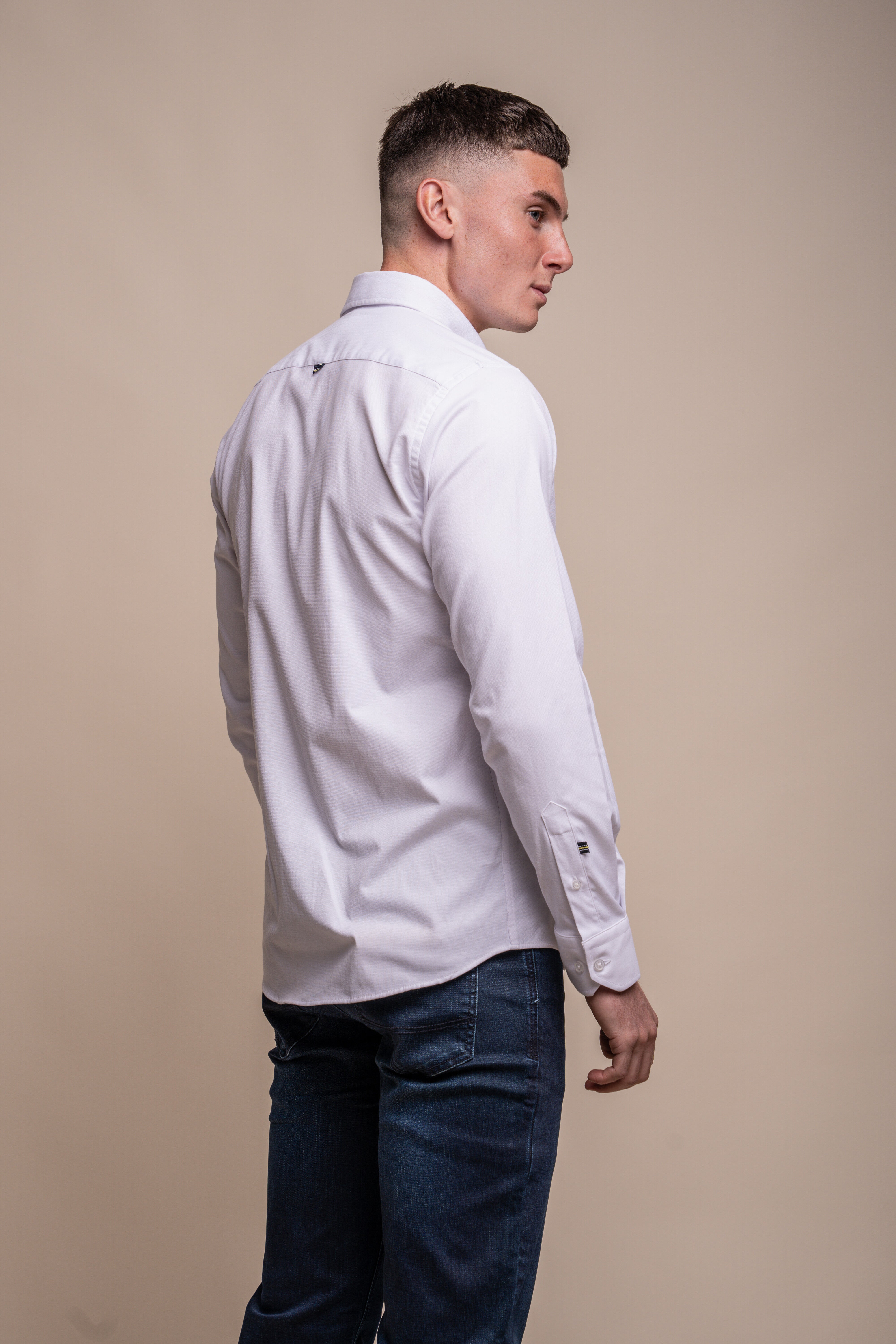 Men's Cotton Casual Shirt - Tessa - White Back Picture
