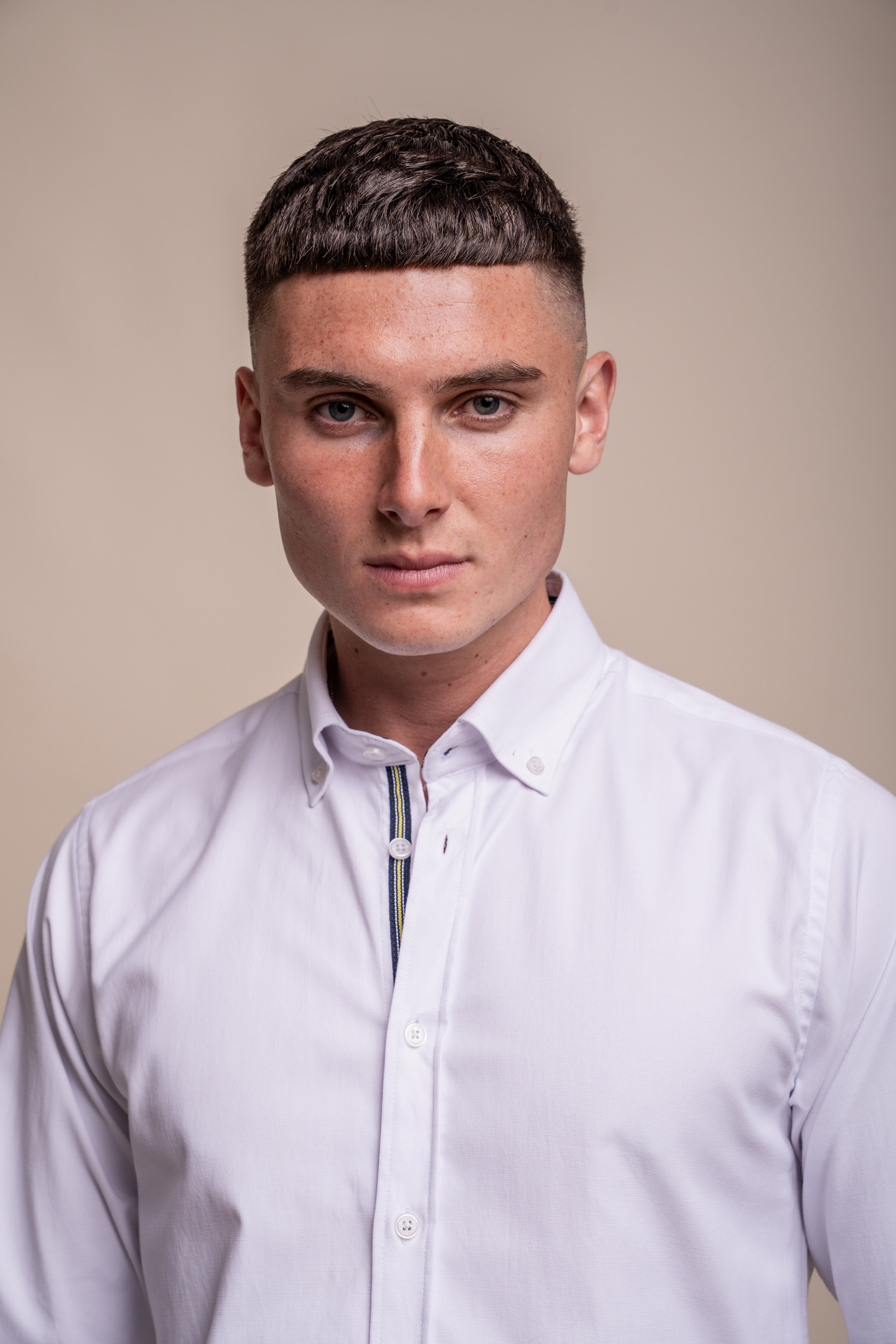 Men's Cotton Casual Shirt - Tessa - White Front Detail Picture