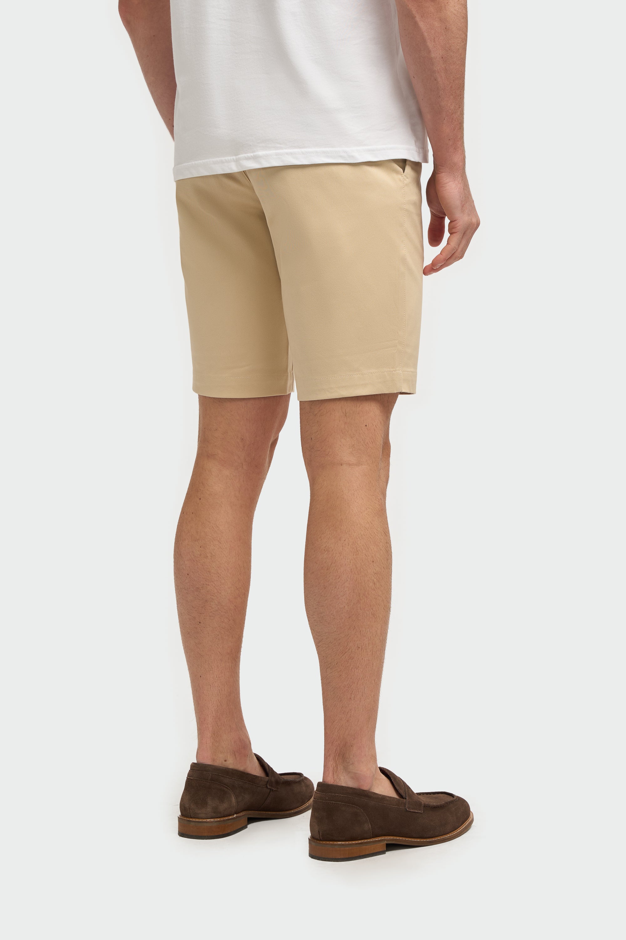 Men's Cotton Casual Slim Fit Chino Shorts - DAKOTA - Beige Back Picture