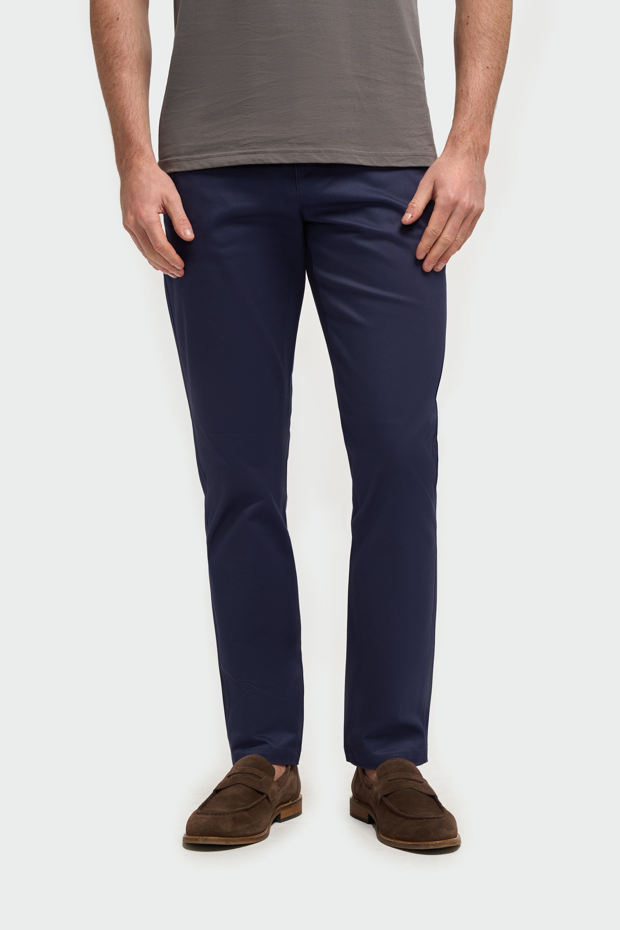 Men's Cotton Chino Trousers - DAKOTA - INK Model Front Picture