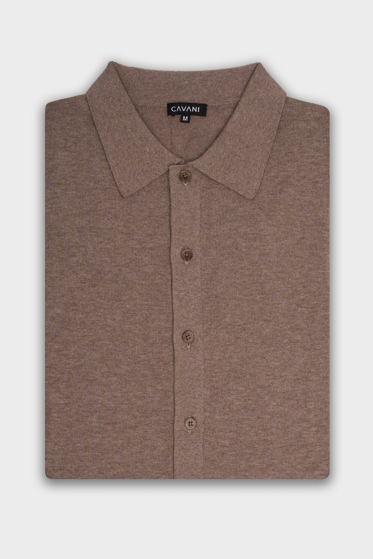 Men's Cotton Collared Button-Up Cardigan – Cavani Roselli Light Brown picture