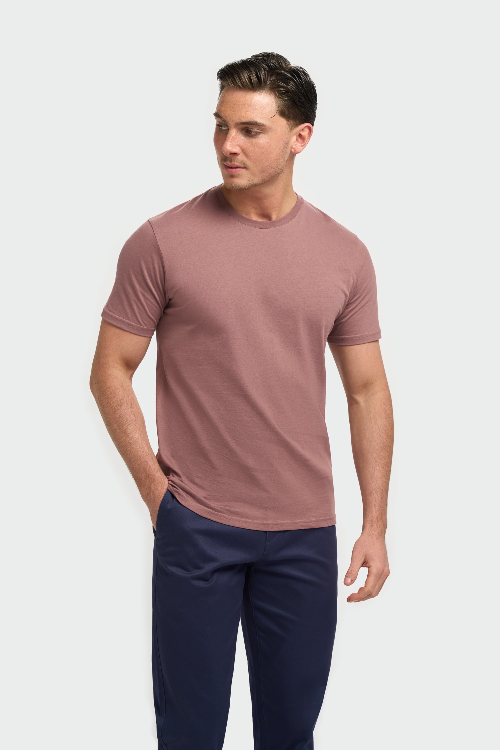 Men’s Cotton Crew Neck T-Shirt - Sanchez - Mauve Pink Mode Picture