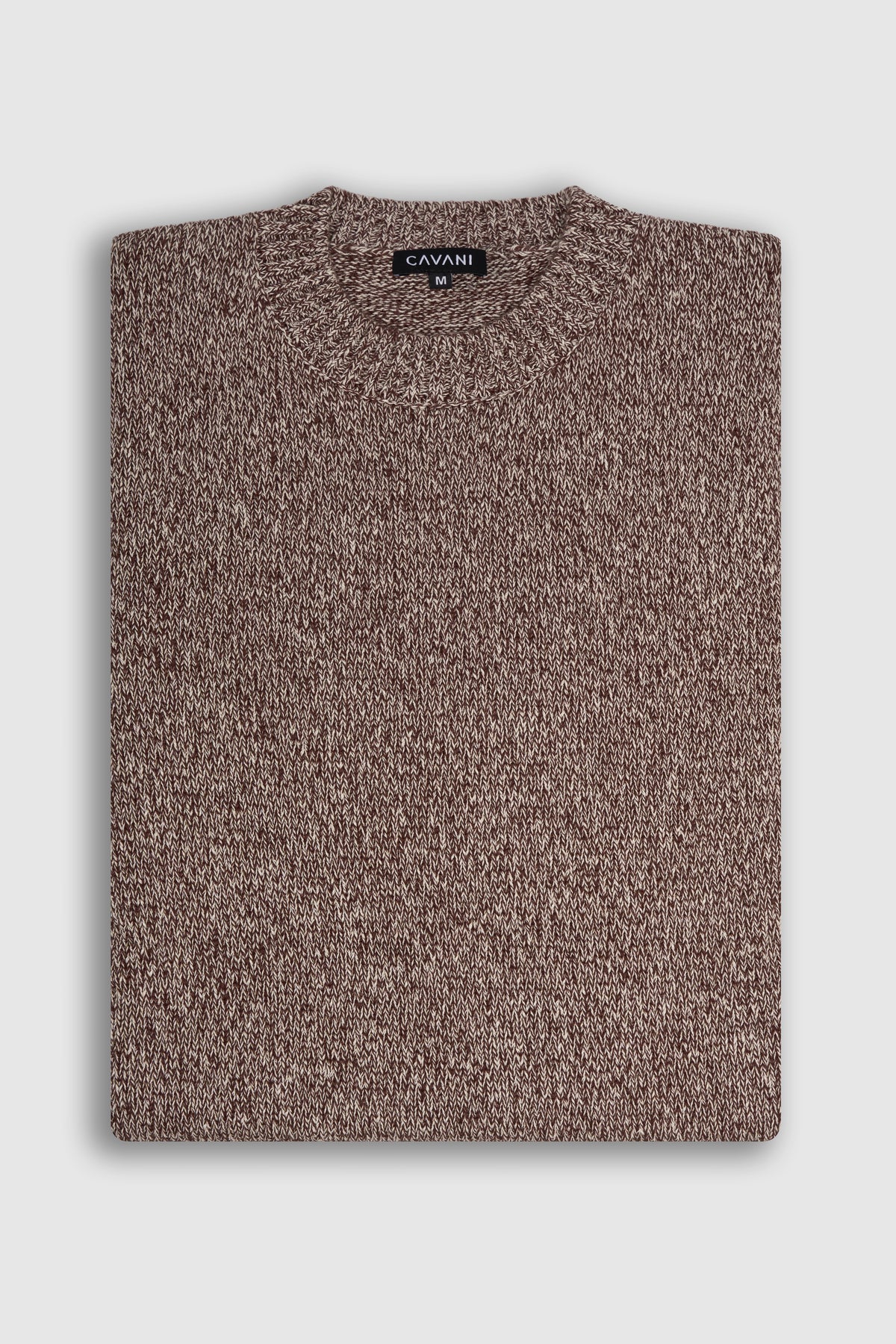 Men's Cotton Knitted Crew Neck Jumper – Cavani Sakki Brown
