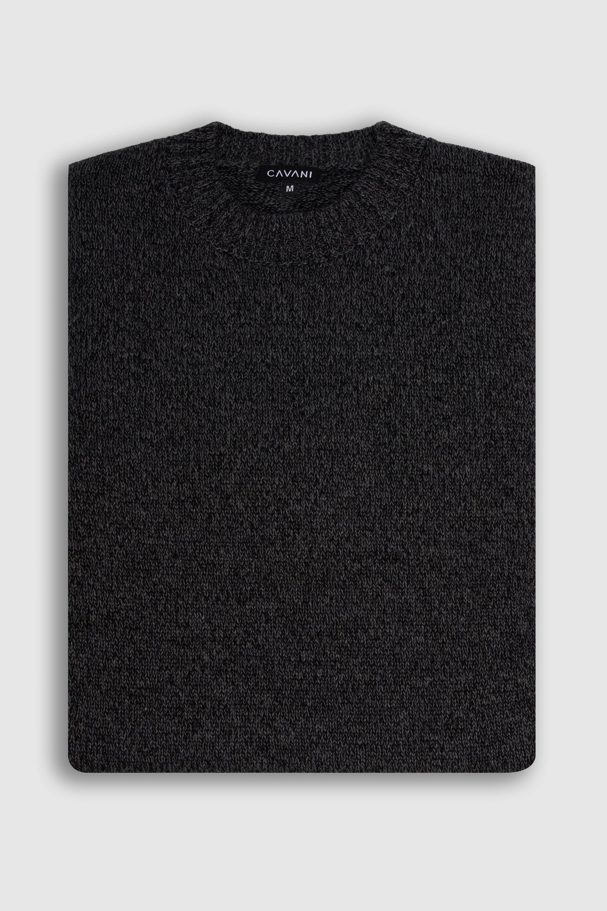 Men's Cotton Knitted Crew Neck Jumper – Cavani Sakki Charcoal Grey picture