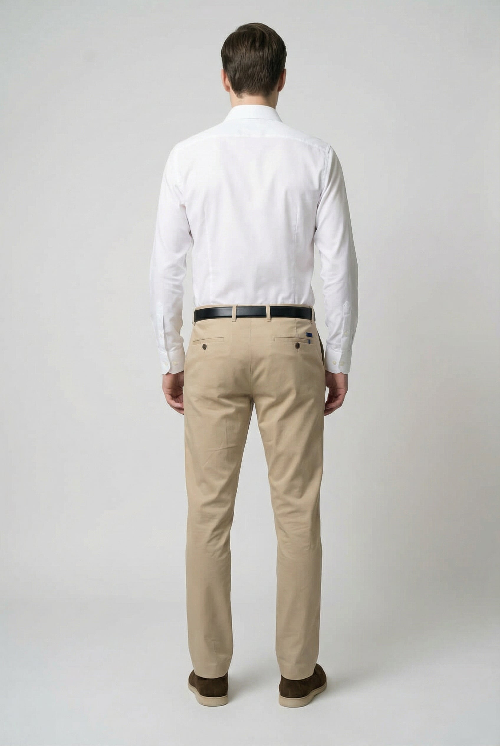 Men’s Cotton Regular Fit Chino Trousers - Zack - Beige Back Picture
